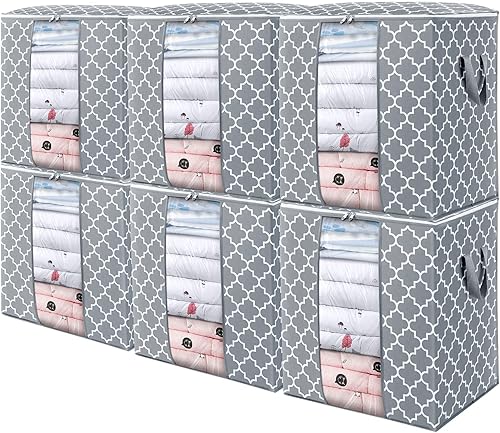 WISELIFE Bolsas de almacenamiento 6 unidades100 L Contenedores grandes para organización de ropa y almacenamiento para edredones ropa de cama