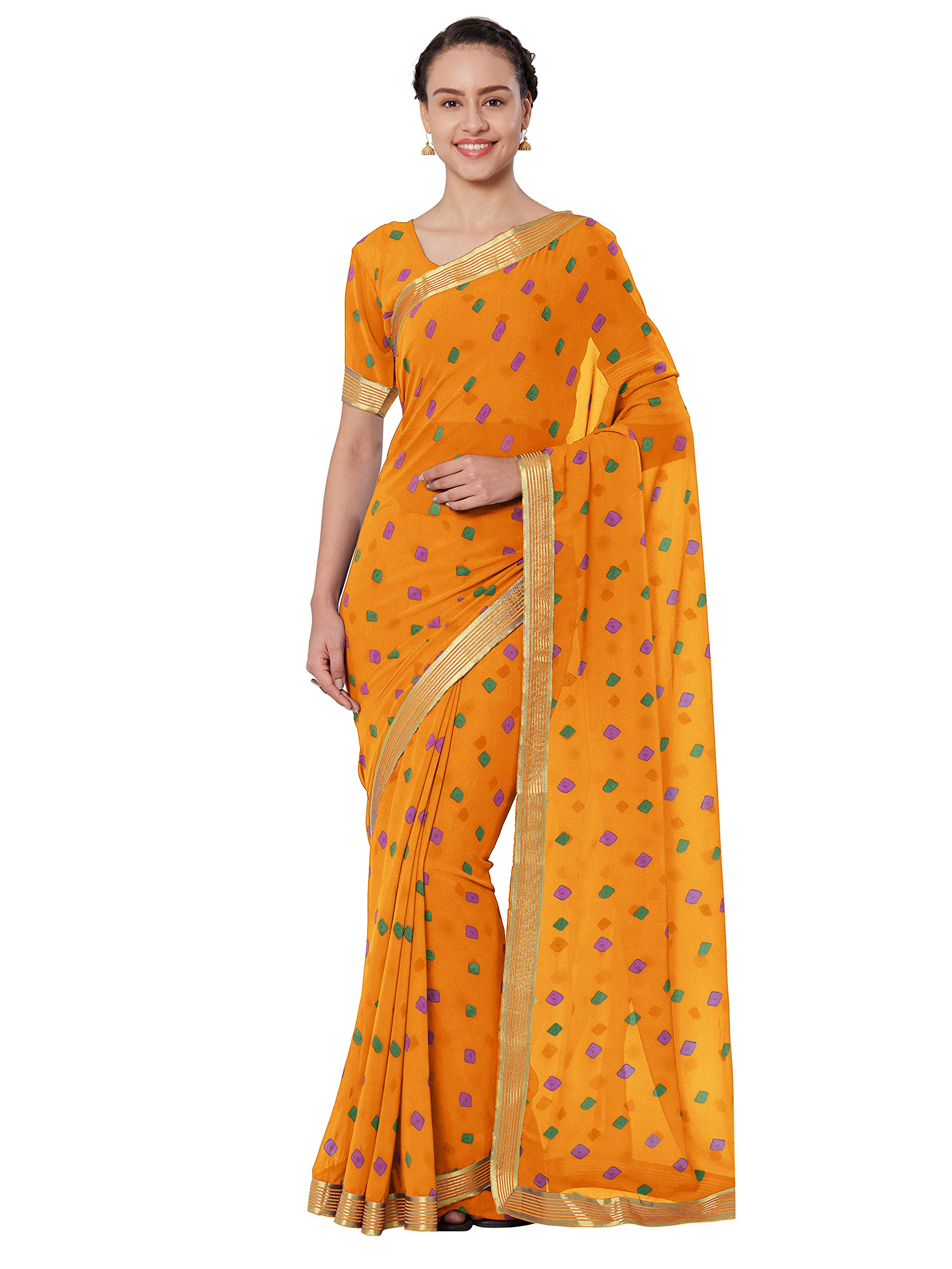 MIRCHI FASHION Traditional Bandhani Sarees for Womens with Blouse Piece