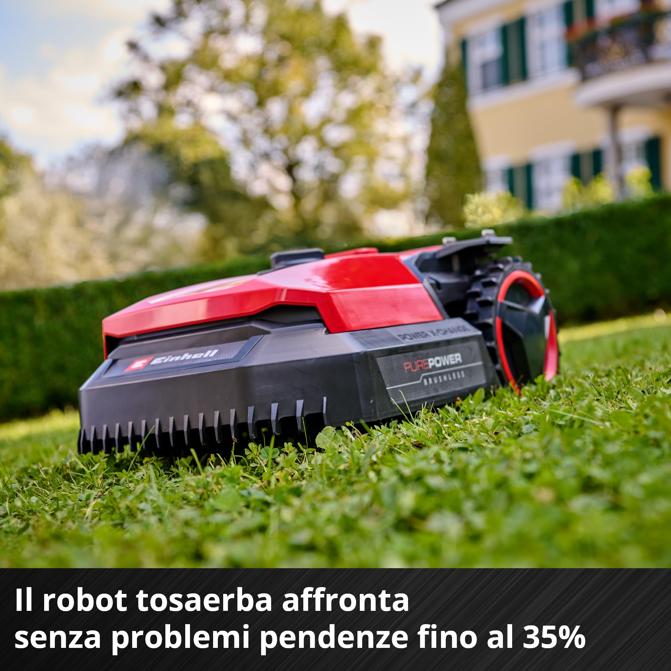 Tosaerba robotizzato Einhell FREELEXO 500 Power X-Change (18 V, controllo App, IPX5, aggiornamenti over-the-air via Wi-Fi, incl. set di installazione per 500 m² + 2,5 Ah Plus)