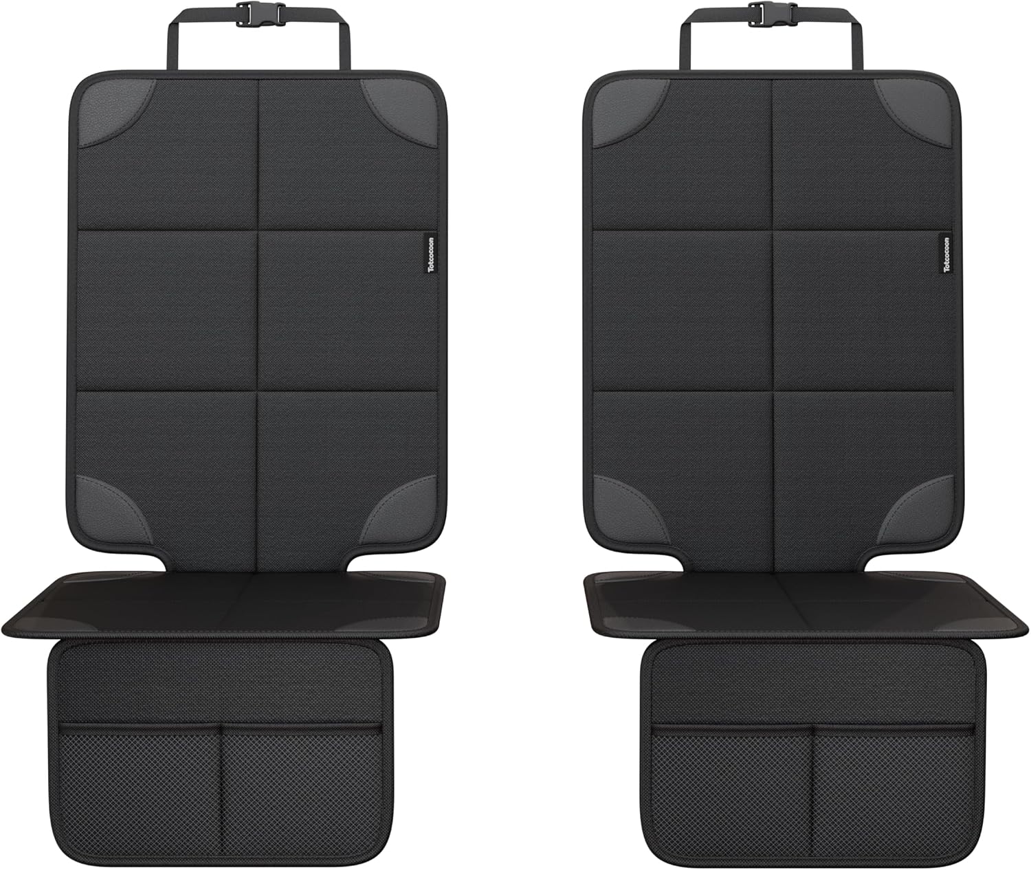 Car Seat Protector 2-Pack with Custom Zipper Storage Bag — Thickest Padding Seat Cushion Mat, 600D Oxford Waterproof Fabric, Non-Slip Backing, Mesh Pockets