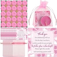 Vista 11 de 50 juegos de recuerdos de fiesta de baby shower, incluyendo 50 velas sin perfume para baby shower, bolsas de regalo, tarjetas para suministros