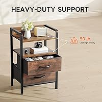 Vista 7 de Mesita de noche para dormitorio - Mesita de noche con estación de carga, mesita de noche con tira de luz LED, mesa auxiliar con puertos USB y tomas