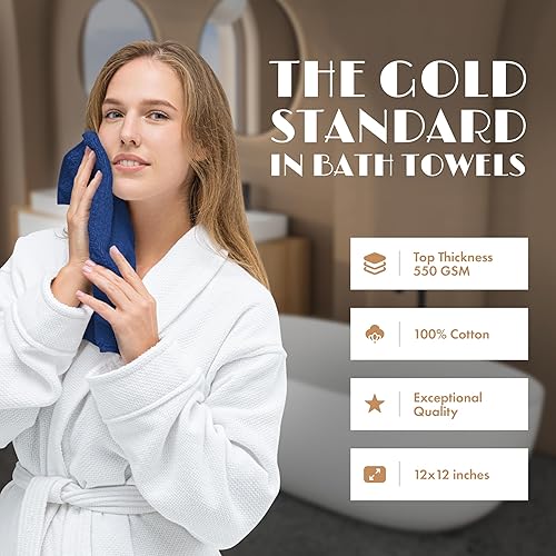 Miniatura 285 de White Classic Wealuxe - Toallas de mano de algodón, suaves y ligeras, 16 x 27 pulgadas, paquete de 12 unidades, multicolor