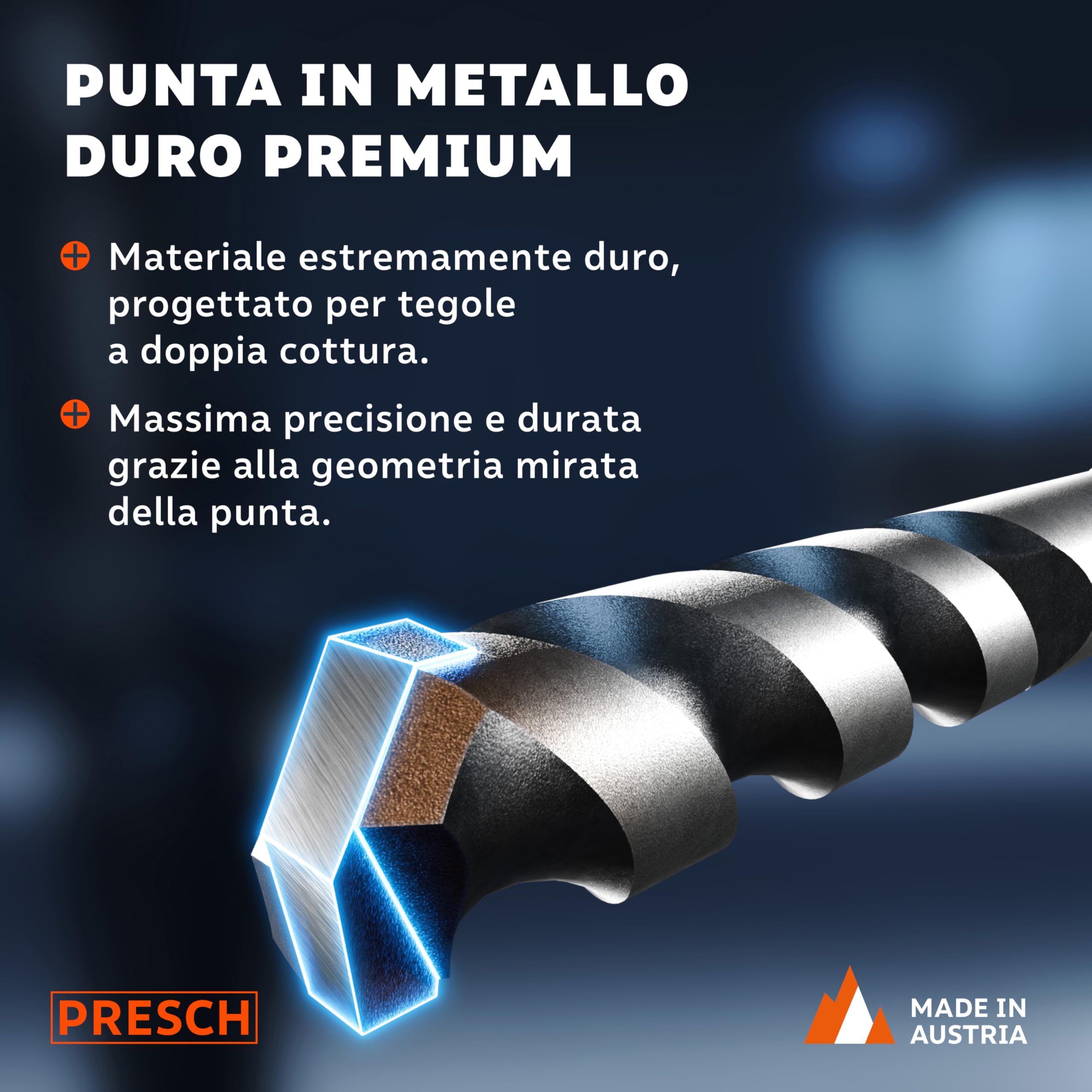 PRESCH Punte per Tegole 5mm (10 pz.) – Fori precisi in tegole dure - Punta con attacco esagonale in metallo duro – Punte per piastrelle estremamente robuste per ceramica, ardesia, granito e marmo
