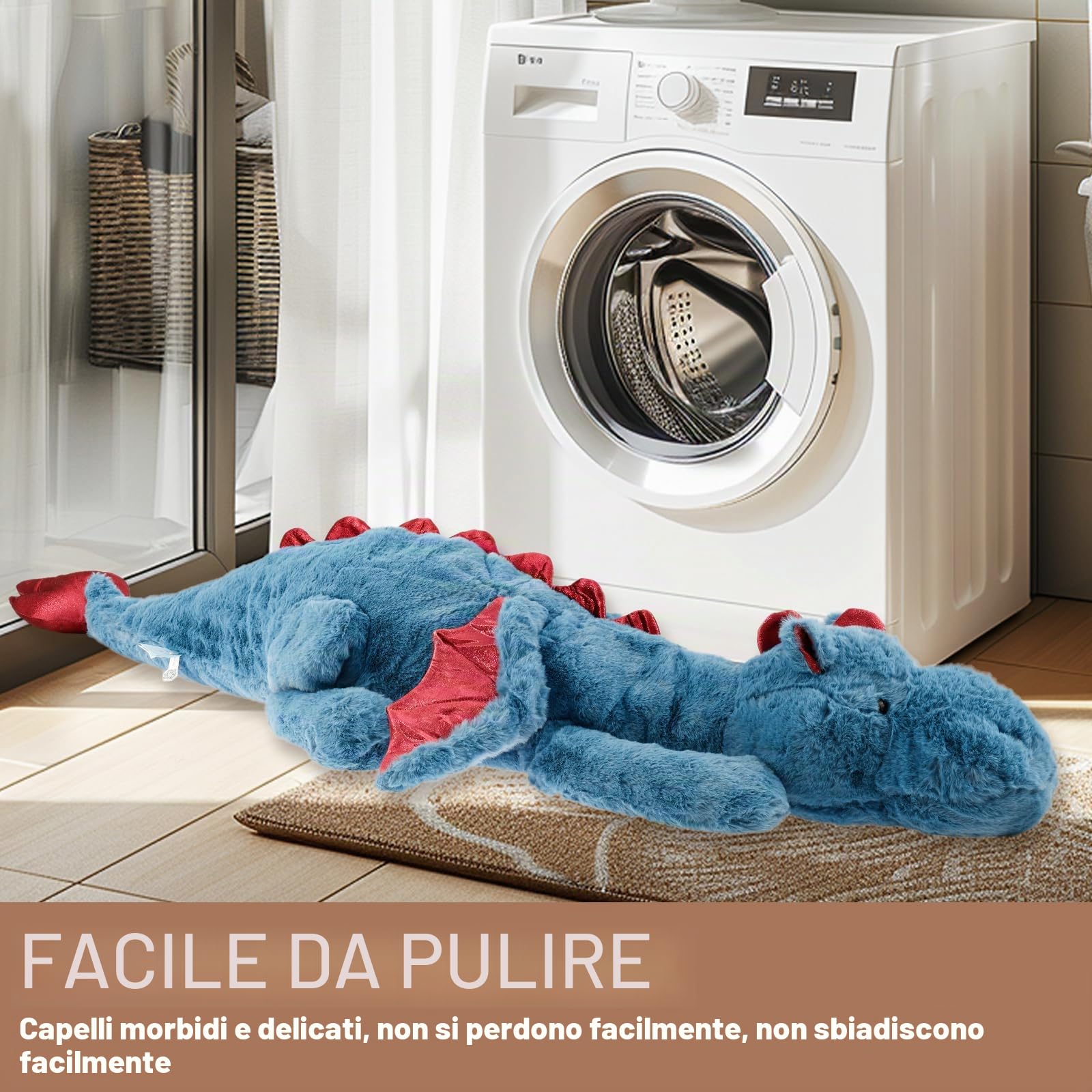 70-150 cm, peluche con drago, e morbido, ideale come regalo per bambini e fidanzata (130 cm, blu)