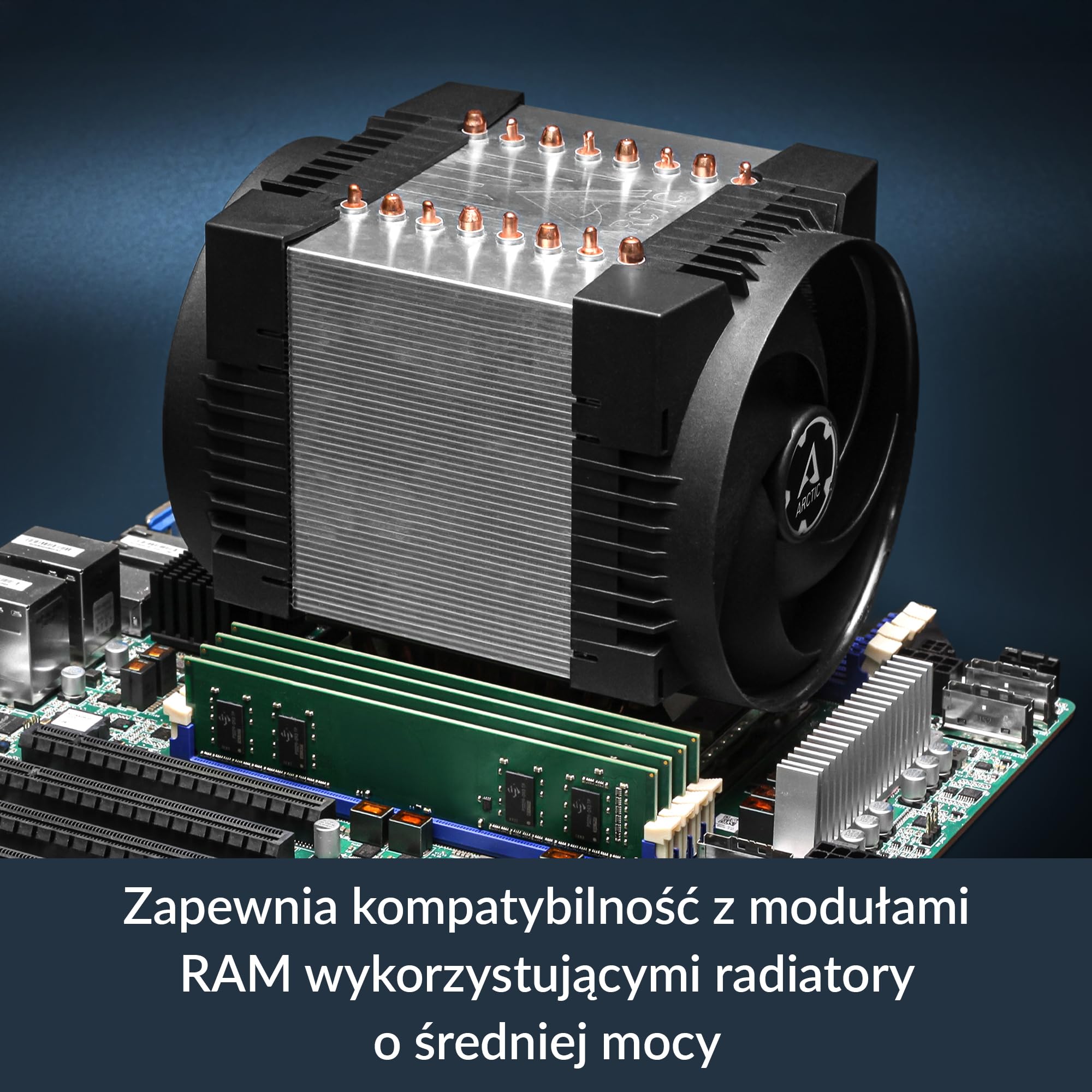 ARCTIC Freezer 4U-Altra – chłodzenie procesora serwerowego do Ampere Altra LGA4926, 2 wentylatory PWM 120 mm (400–2300 rpm), 8 ciepłowodów, podwójne łożysko kulkowe, kompatybilne z obudowaniami 4U