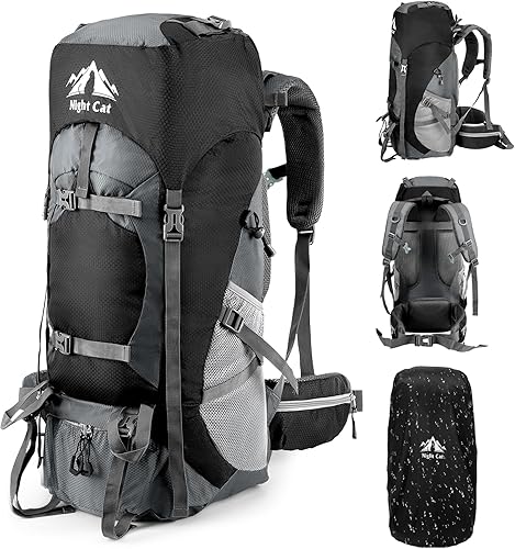 Night Cat Mochilas de senderismo 40L 70L 90L Camping Mochilas para hombres mujeres ligeras al aire libre montañismo viajes, Negro -, Mochilas Daypack