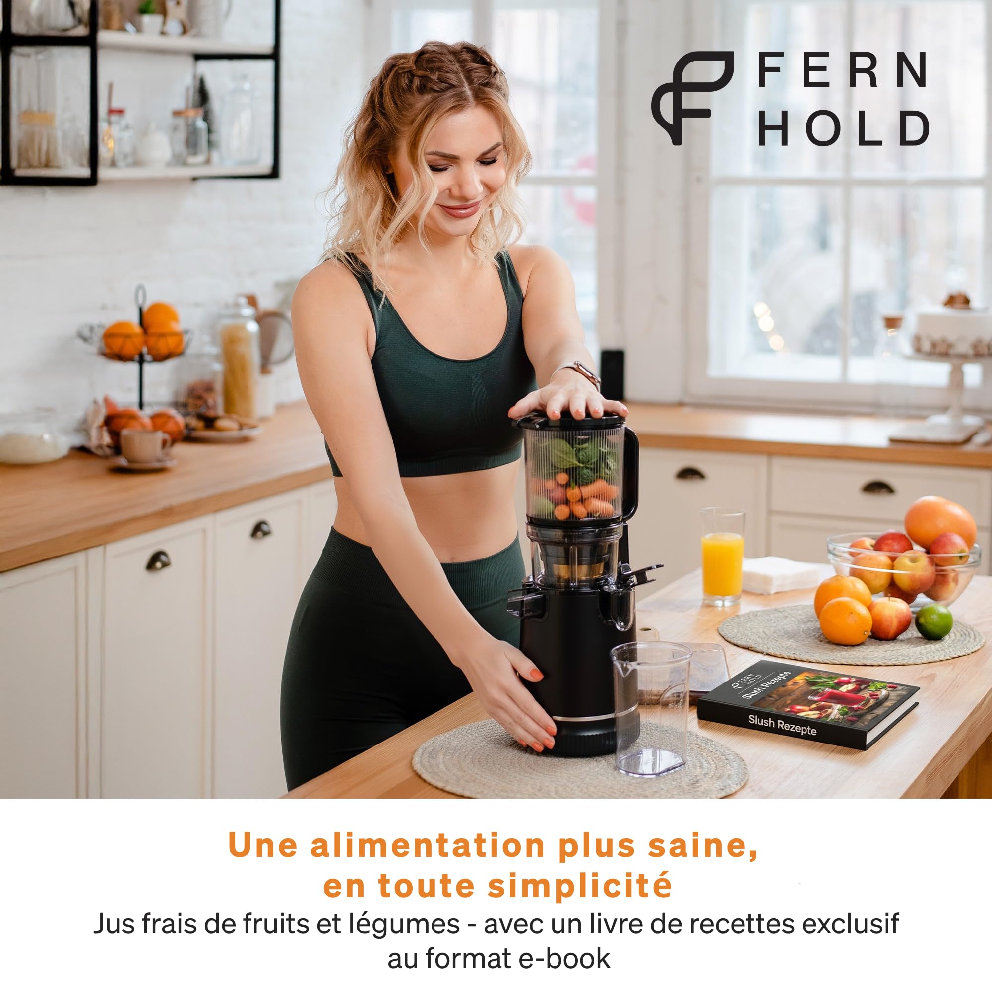 Extracteur de Jus à Froid 250W, Slow Juicer Grande Goulotte 130 mm, Sans BPA, Fonction Marche Arrière, 2 Verres Inclus