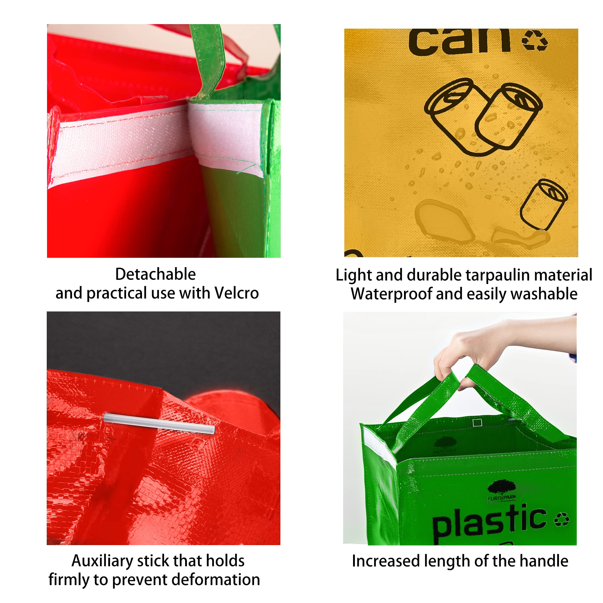 Recycling Bin Bags Set - 3 Pack, Sort & Store -4