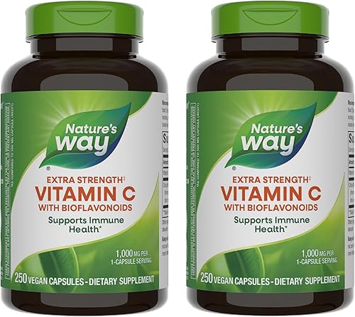 Nature's Way Extra Strength(1) Vitamina C con bioflavonoides, apoya la salud inmunológica*, promueve la producción de colágeno para una piel sana*,