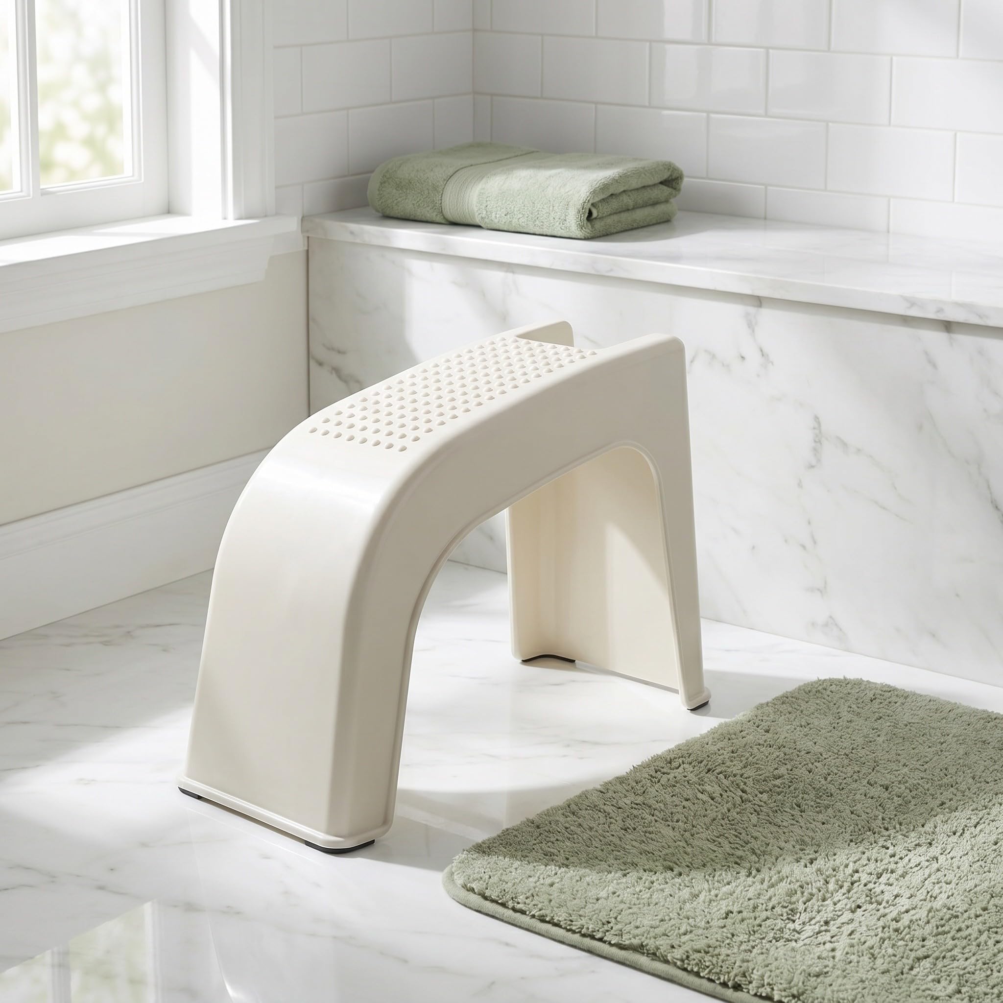 2 Pezzi Poggiapiedi per Pedicure Scatola Integrata, Beige | Plastica, Piattaforma Antiscivolo e Base Rialzata, Bordi Curvi e Angolo Compatto per Manicure