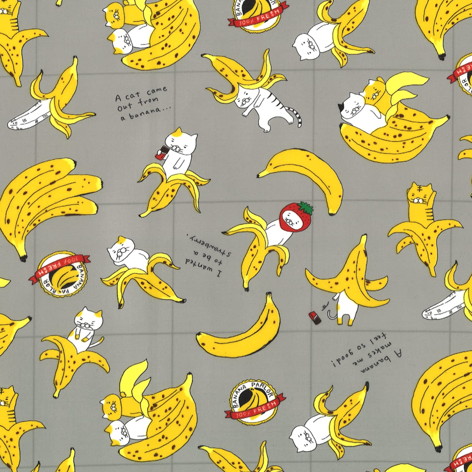 Amazon | 生地 50cm単位 ナイロンタフタ バナナねこ KTS6807 コットン