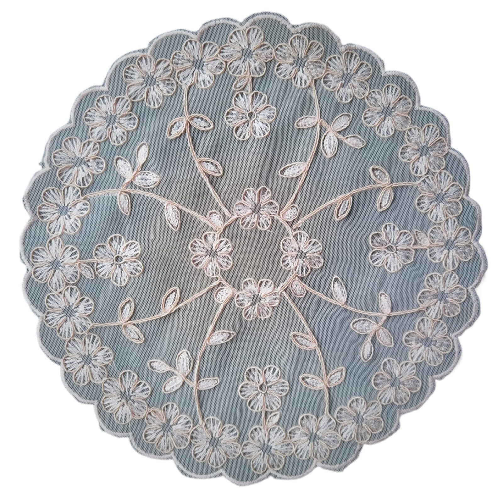 Placemats Coasters For Cup Elegant White Lace Tea Coaster Embroidery Round Placemat Wedding Table Accessories Decor(Pink)