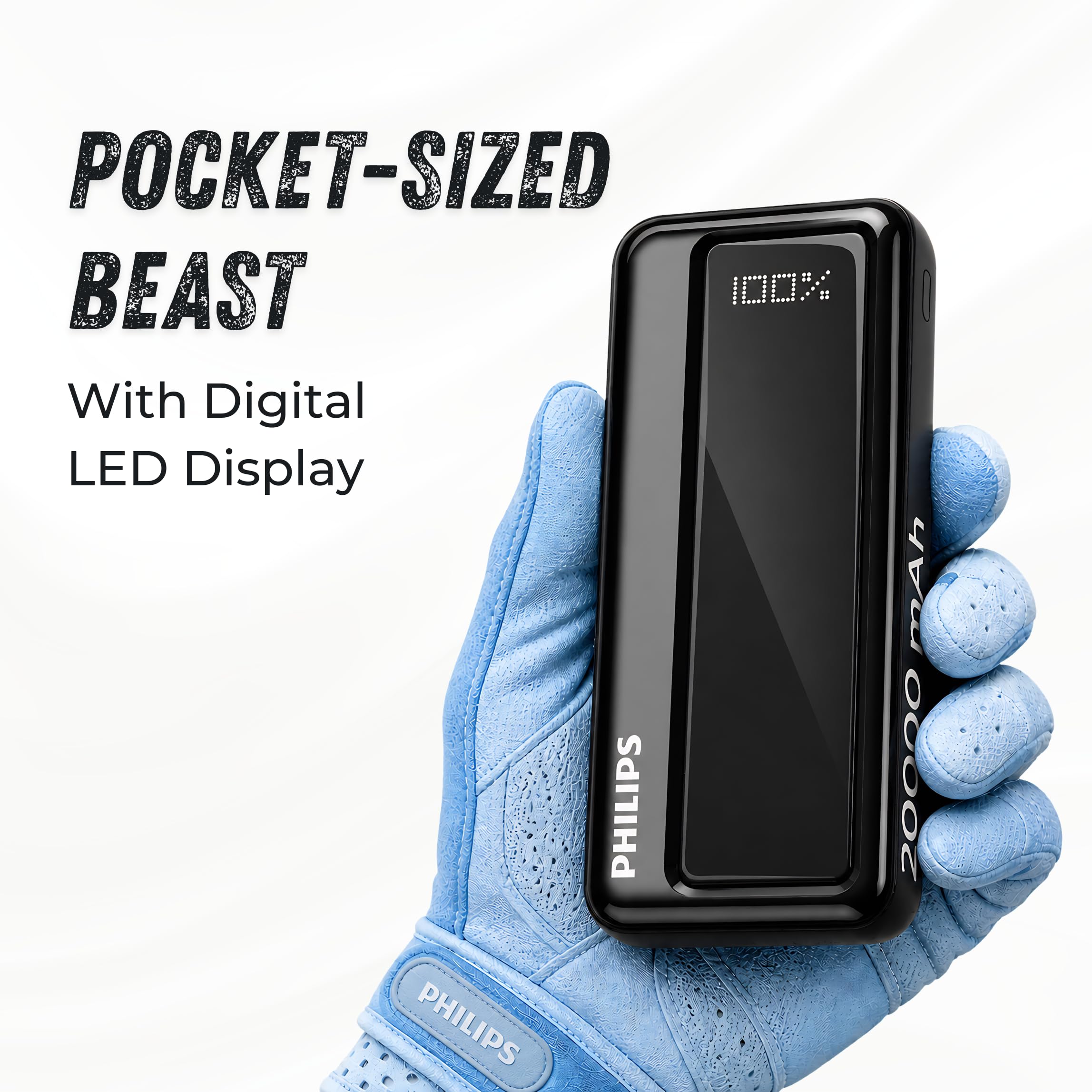 Philips 20000mAh 22.5W Fast Charging Power Bank (Slate Black) with Digital LED Display | Type-C & USB-A Input/Output | 3 Output Ports | Lithium Polymer | Portable for Mobile, Tablet & Earbuds — Amazon image 8