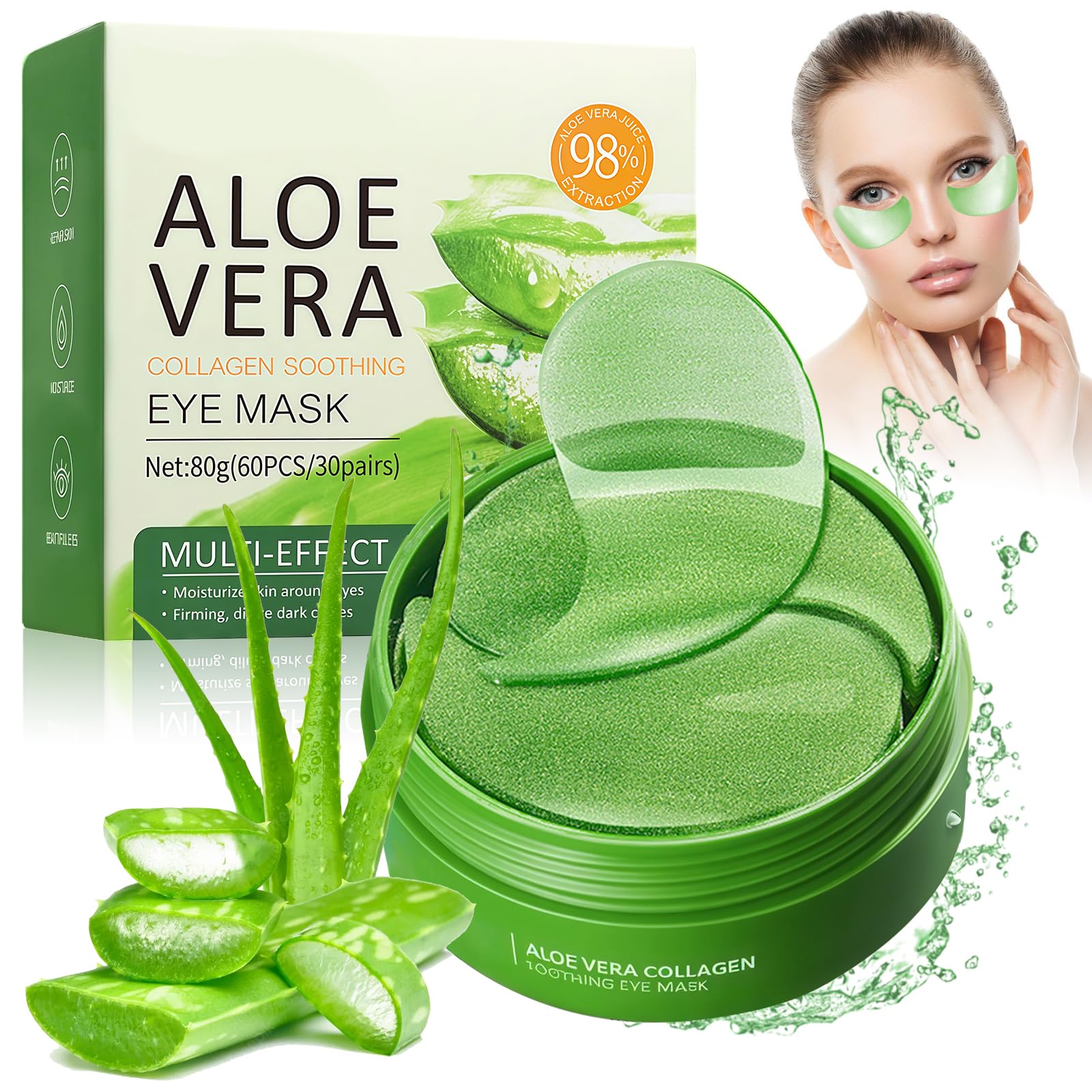 60 Pices Masque Yeux Aloe Vera,Aloe Vera Patchs Yeux,Masque Hydratant pour  les yeux,Anti-Cernes et Soulage les Poches,Soin Nourrissant pour le Contour  des Yeux,Soins Visage : Amazon.fr: Beaut et Parfum