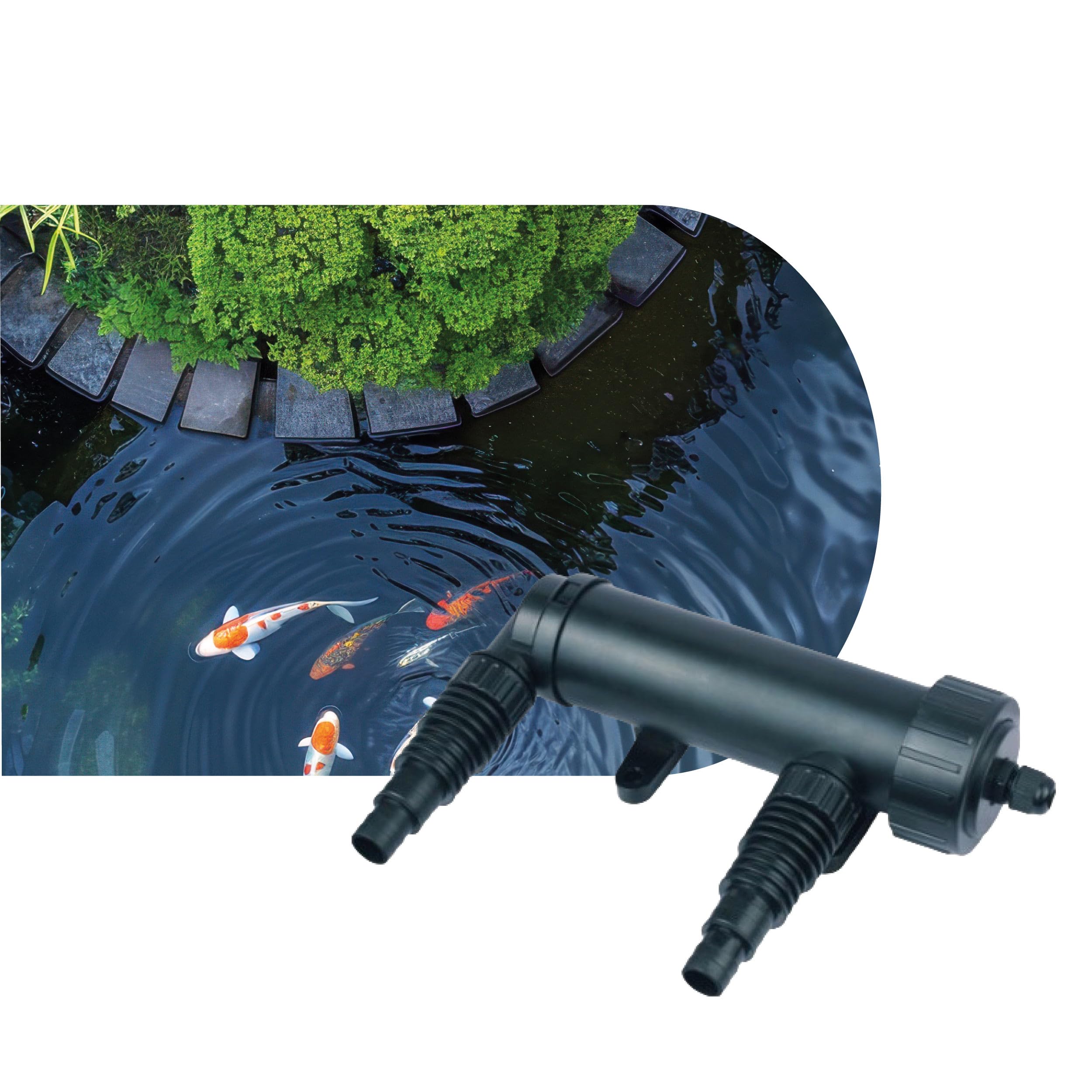 AQPOND UV-Sterilisator für Teiche – UV-C-Klärer zur Algen- und Grünwasserkontrolle – Sterilisationssystem für Teiche und Gartenbrunnen, 1500 l/h, 9 Watt