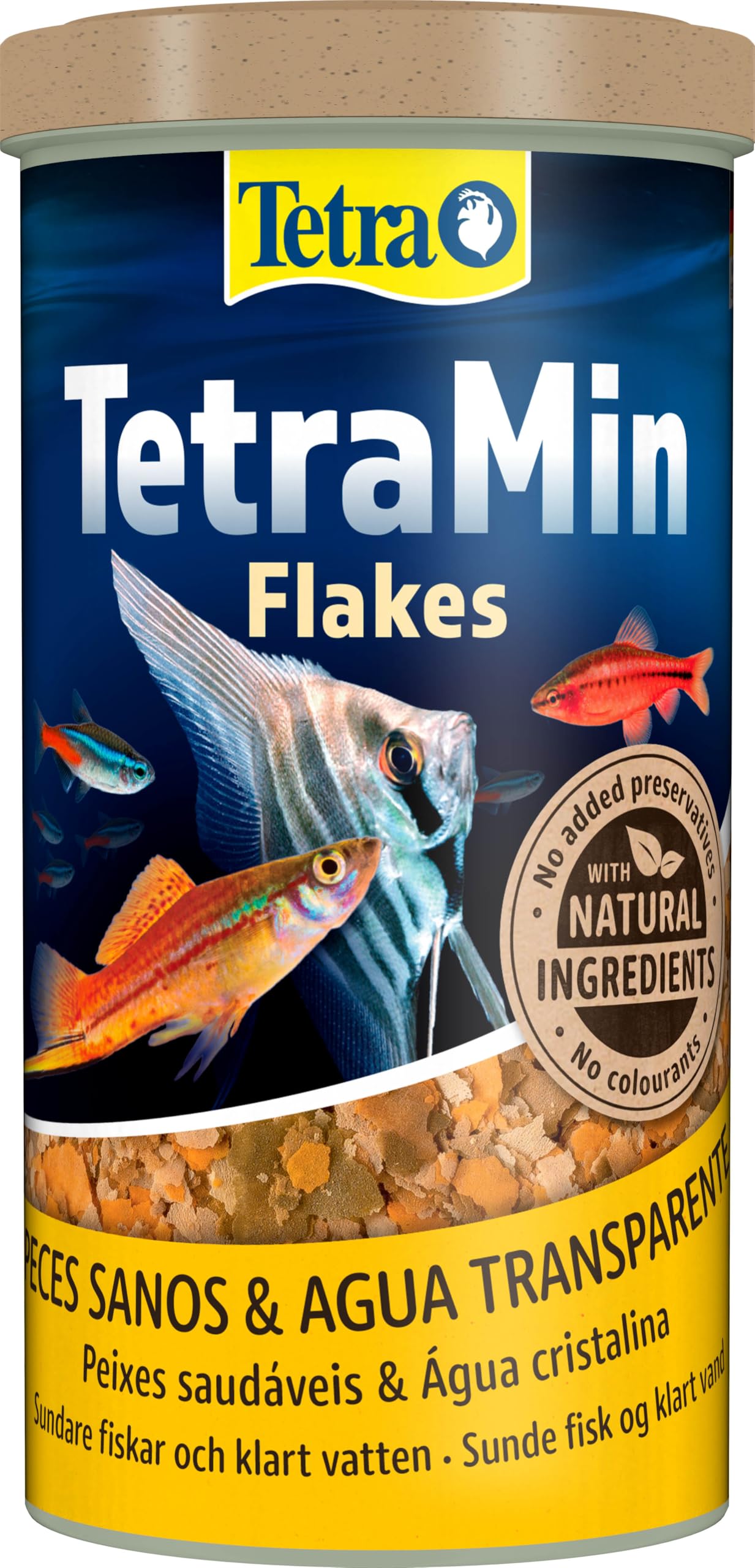 Tetra Min Flakes - Scales Food for All Ornamental Fish - Balanced Mix for Healthy Fish and Clear Water, 1 Litre Can