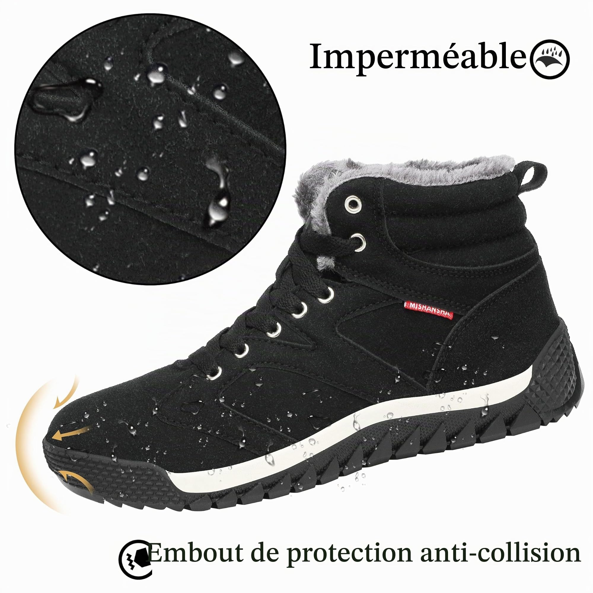 Mishansha Bottes de Hiver Homme Femme Chaud Antidérapant Chaussures de Neige Taille 36-48 EU
