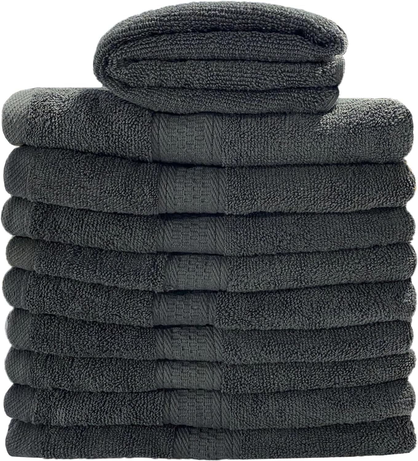 Set di 10 asciugamani da bagno, 600 g/m², 100% spugna, di alta qualità, molto assorbenti, per bagno, doccia, uso quotidiano, lavabile in lavatrice (50 x 100 cm, grigio)