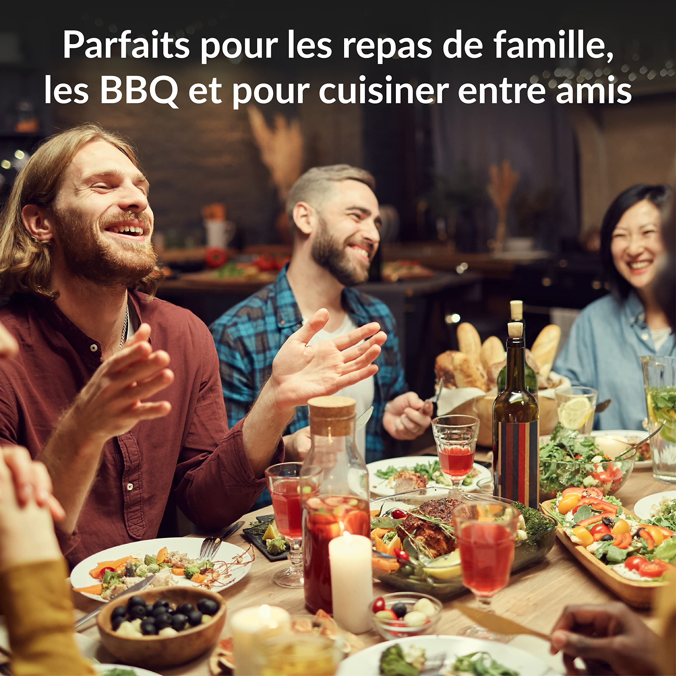 Bloc de Couteaux avec jeu de Couteaux en Acier Inoxydable, Couteau de Chef, Santoku, d'Office, Multifonctions, à Pain et à Viande avec Aiguiseur - Set de 6
