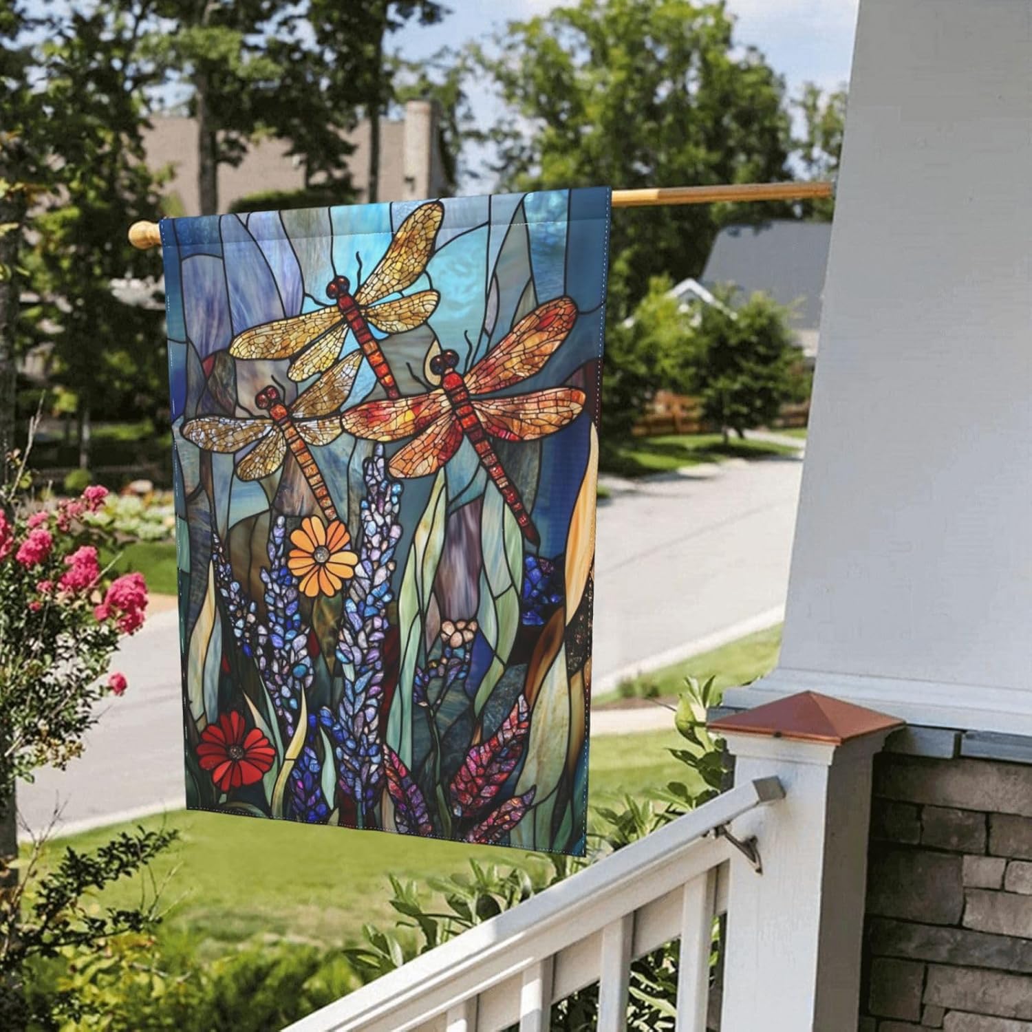 Dragonfly Flower Garden Flag Vertical Double Sided Outdoor Yard Flags 12.5x18 Inch Burlap Banners Vertical Double Sided for Outdoor Decor Lawn - Image 5