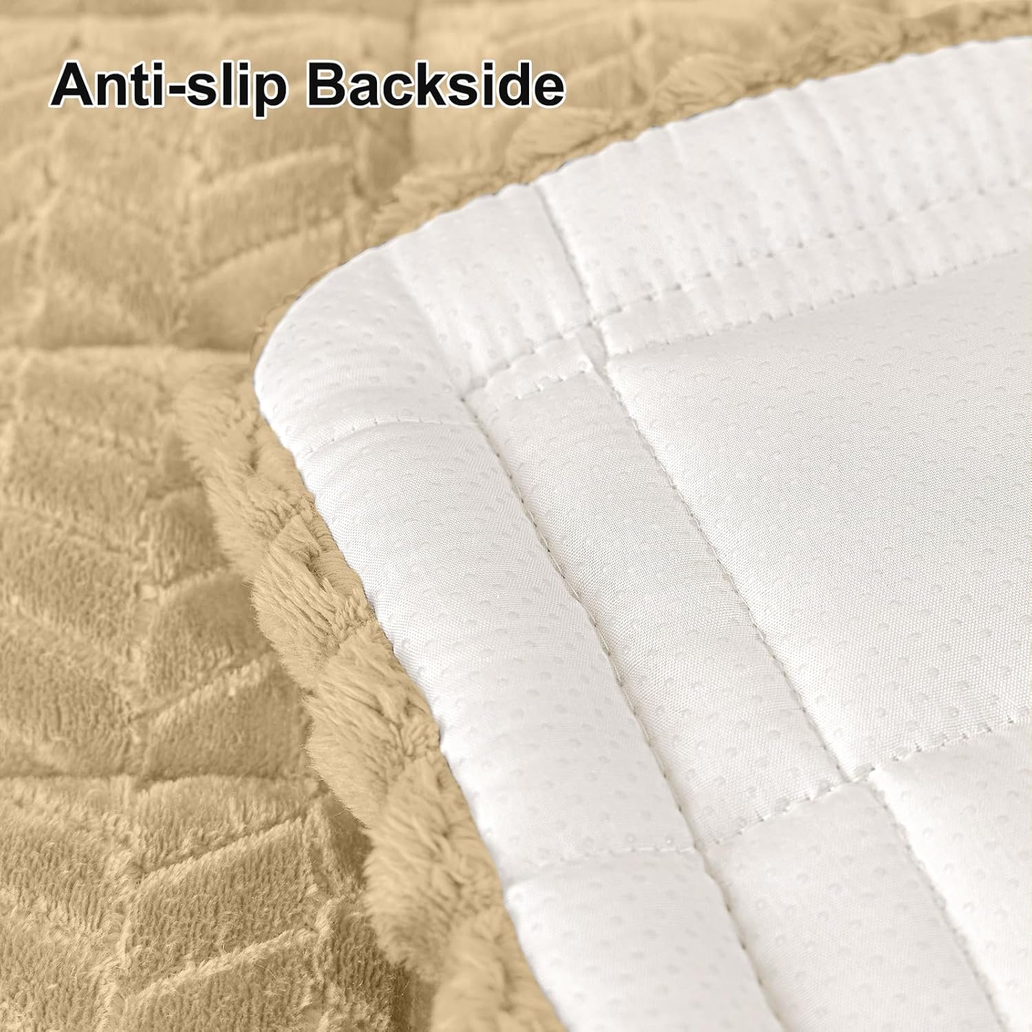 Smiry Non Slip Couch Covers for Dogs, Fuzzy Pet Couch Covers for 2-3 Cushion Sofa Pet Friendly, Soft Sofa Slipcovers Cushion Furniture Protector Washable (Khaki, 27.6" x 59") - Image 6