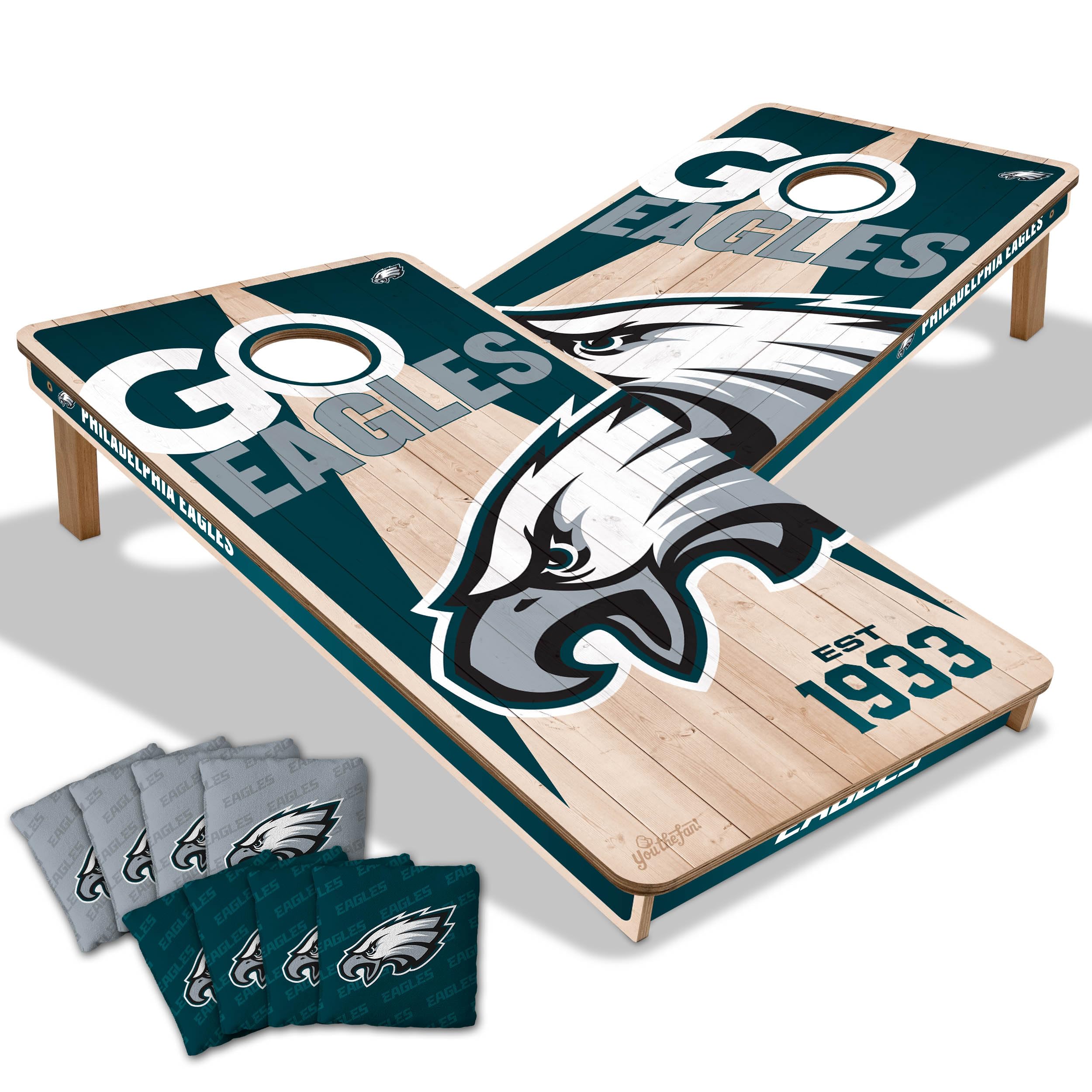 YouTheFan NFL Philadelphia Eagles 2’ x 4’ Professional Wood Cornhole Game with Logo Bags