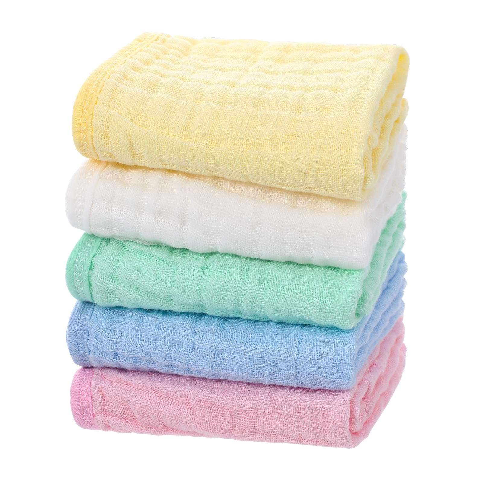 GSrenyu 5 Pack Large Baby Muslin Squares 100% Cotton 50x25cm Muslin Cloths for Newborn Super Soft Absorbent Face Cloths