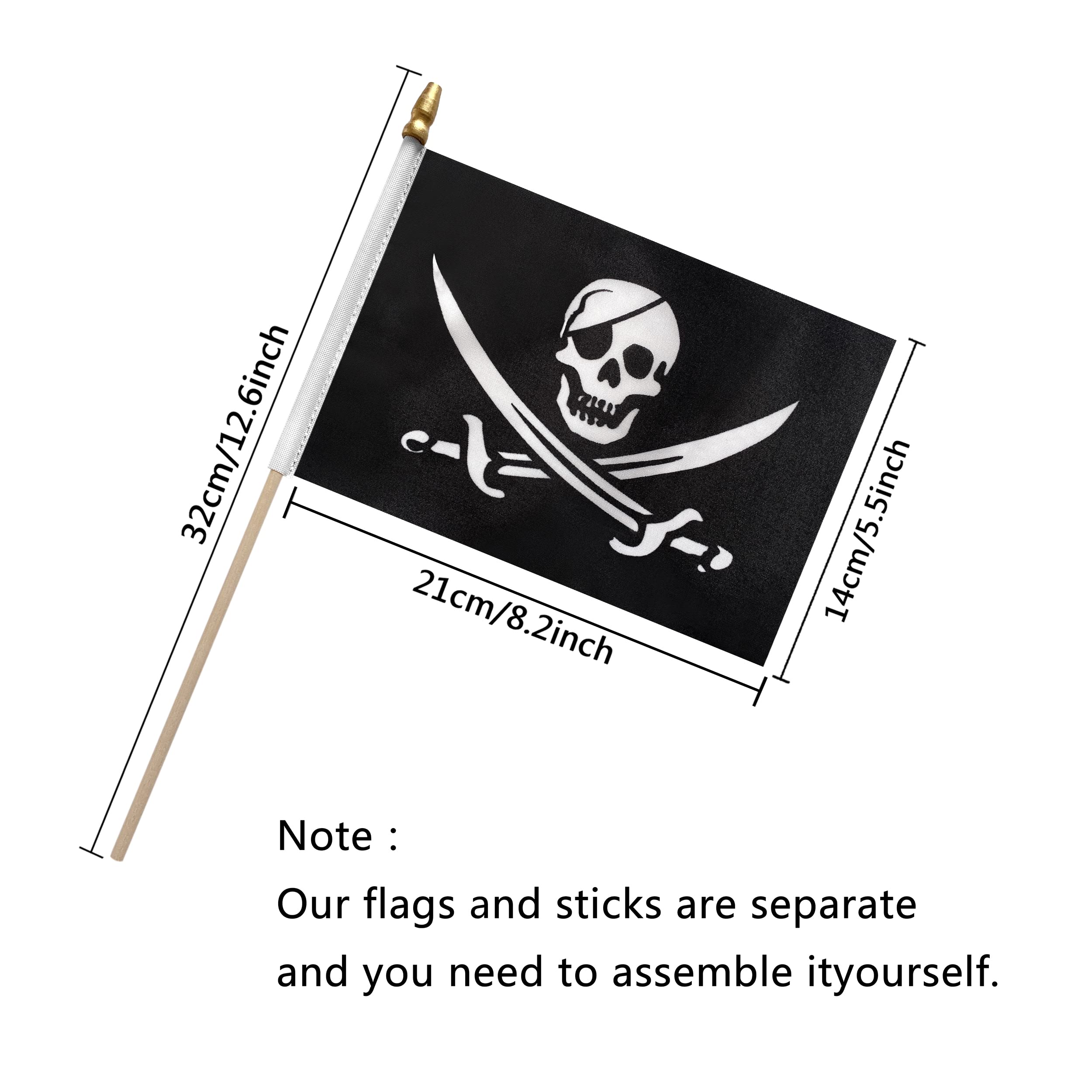 Amazon.com : TSMD Pirate Jack Rackham Stick Flag Small Mini Hand