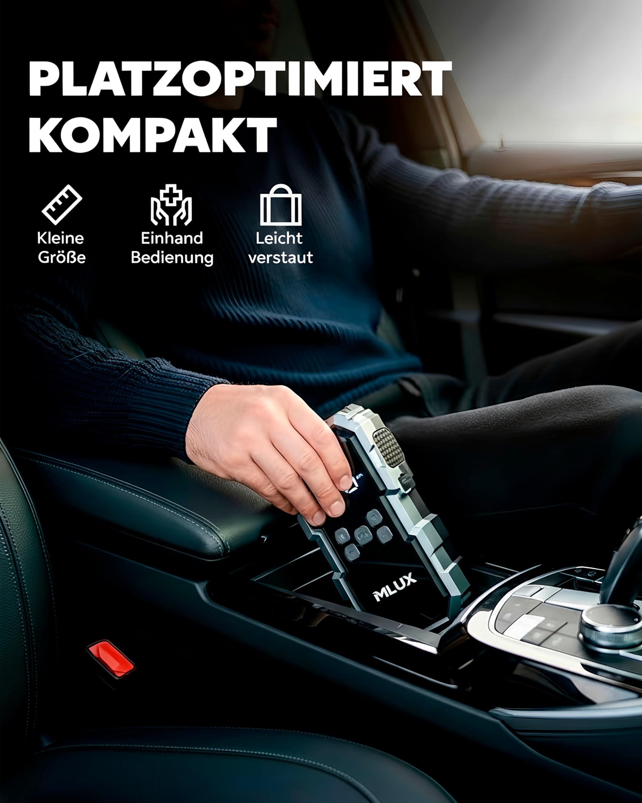 Starthilfe Powerbank für PKW 6000A, 26800mAh Auto Starthilfe Powerbank mit 150 PSI Kompressor, Batterie Booster & Jump Starter für Benzin & Diesel, LED Notfallgerät