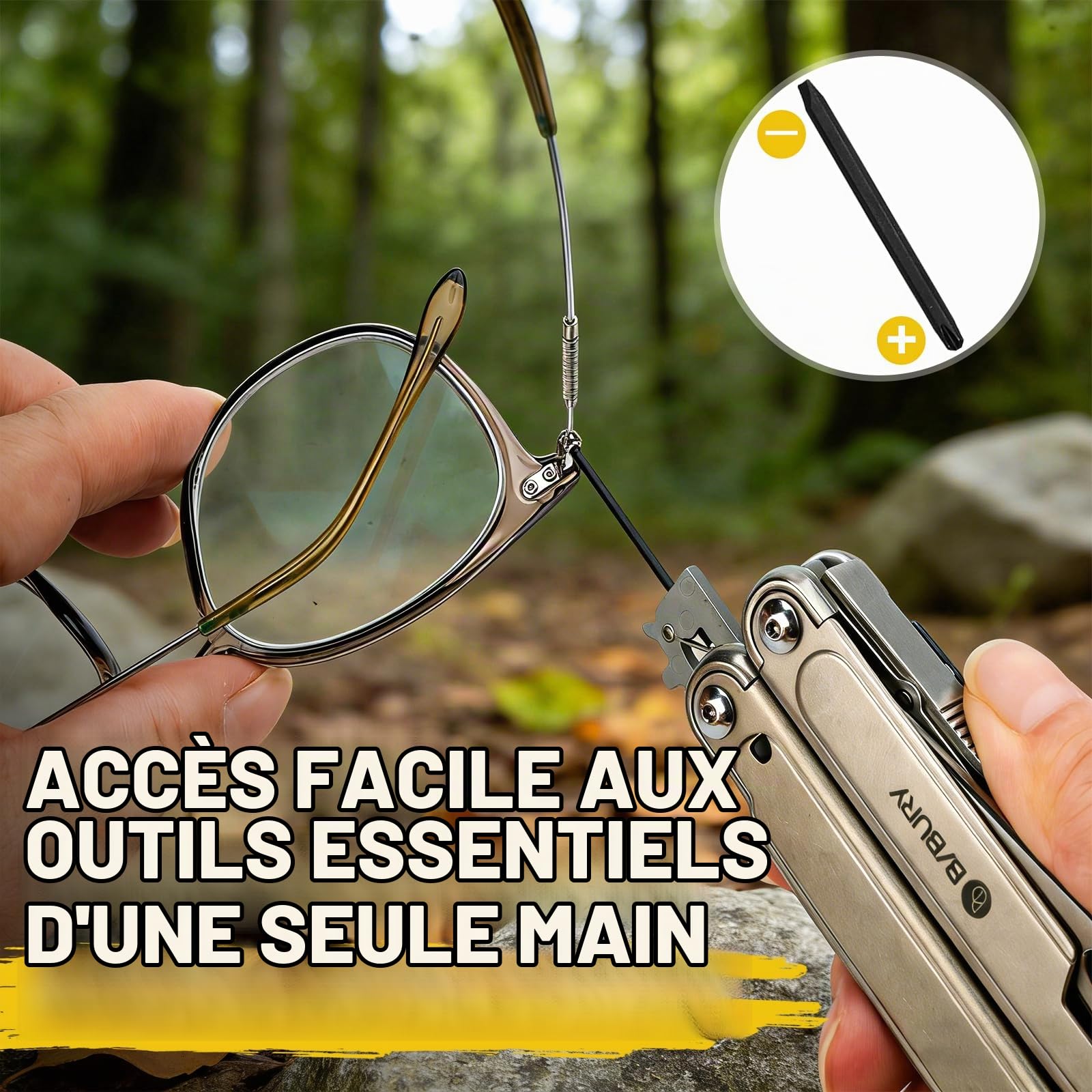 BIBURY Pince Multifonctions, Outil Multifonction, Multitool, Idee Cadeau Homme Original, Camping Gadget Insolite Utile, Anniversaire, Saint Valentin, Cadeau Noel Homme pour Camping, Randonnée, Survie