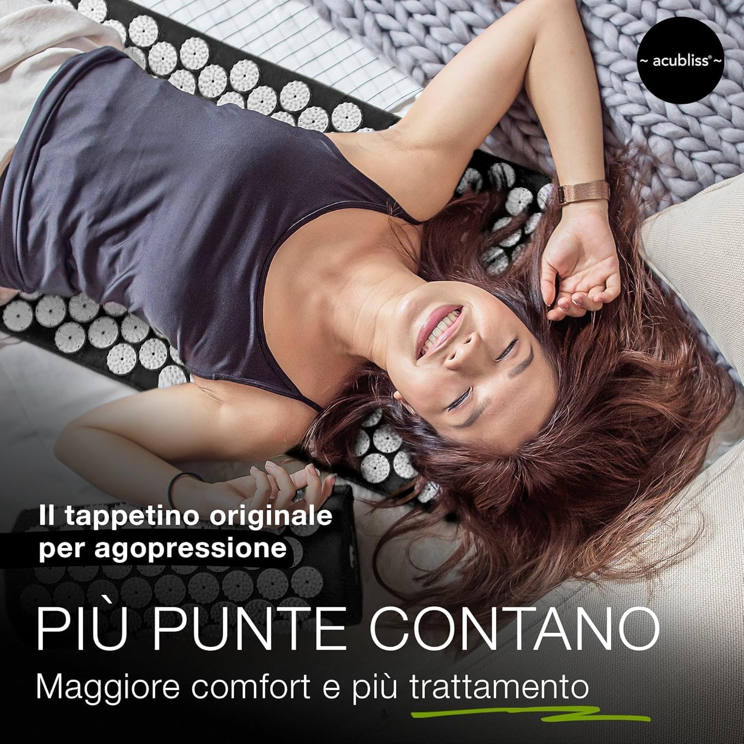 Digitopressione Tappetino, Cuscino e Cinghia Set per Collo e Schiena Dolore Sollievo, Aumentata Energia, Rilassamento, Trasporto Borsa, Blu