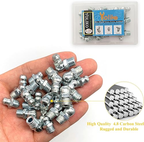 Miniatura 4 de 516 "-24 18pcs Grease Fitting Surtido recto 45 90 grados grasa Zerk accesorios, accesorios de grasa de acero galvanizado y puntas de pistola de