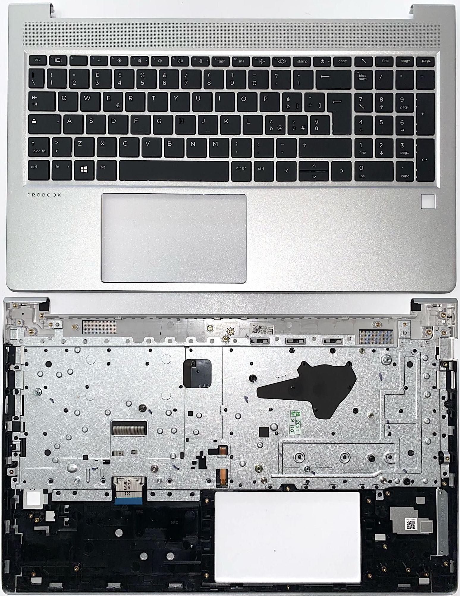 INFOELETTRONICA LO STORE DELLA CONVENIENZA E QUALITA' Tastiera Italiana TOPCASE per HP ProBook 450 G8 RETROILLUMINATA Silver