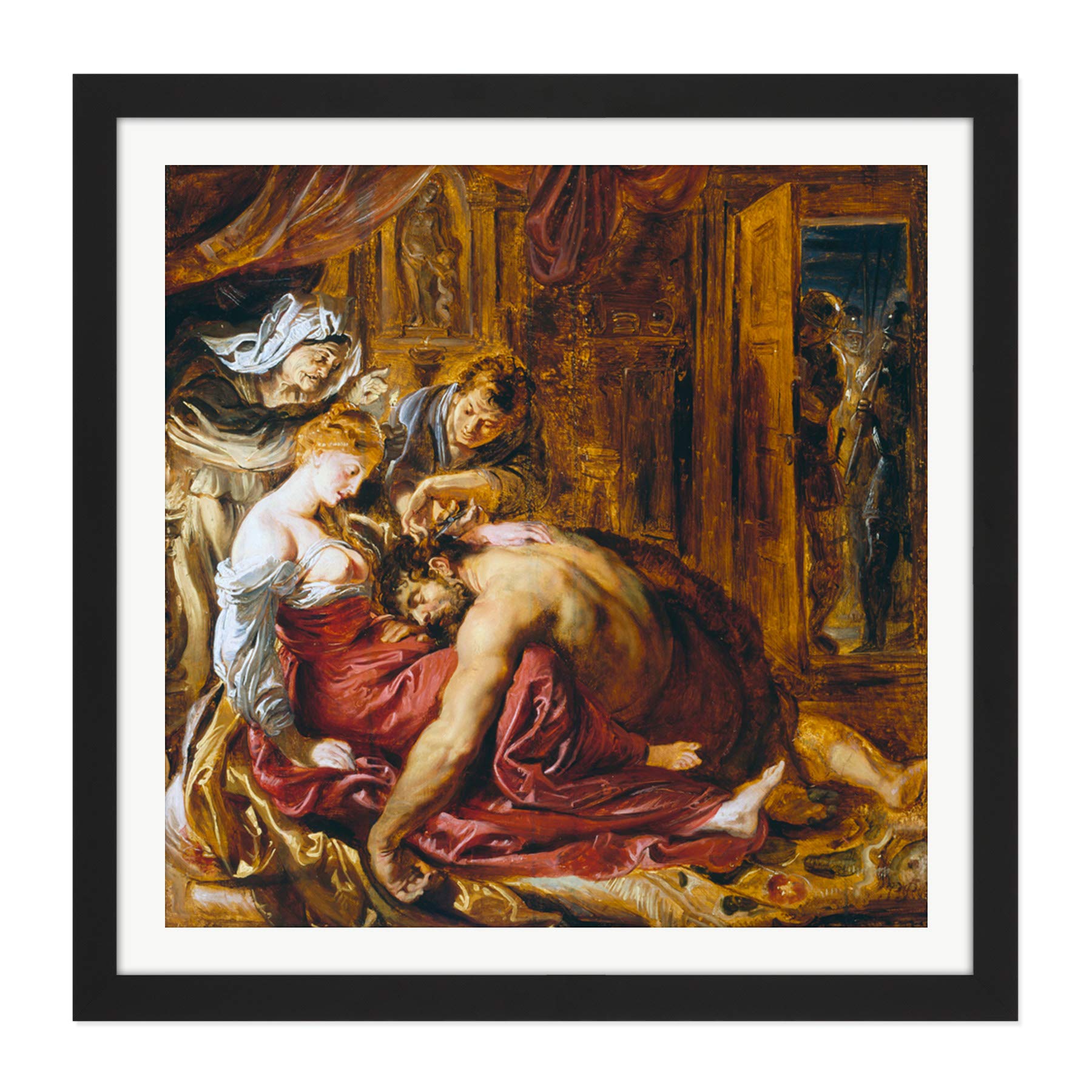 Rubens Samson And Delilah Square Wooden Framed Wall Art Print Picture 16X16 Inch