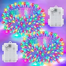 3M 30 LED Outdoor Battery String Lights, Multicoloured String Lights with 6-Hour Timer, 2 Pack IP65 Waterproof Battery Timer
