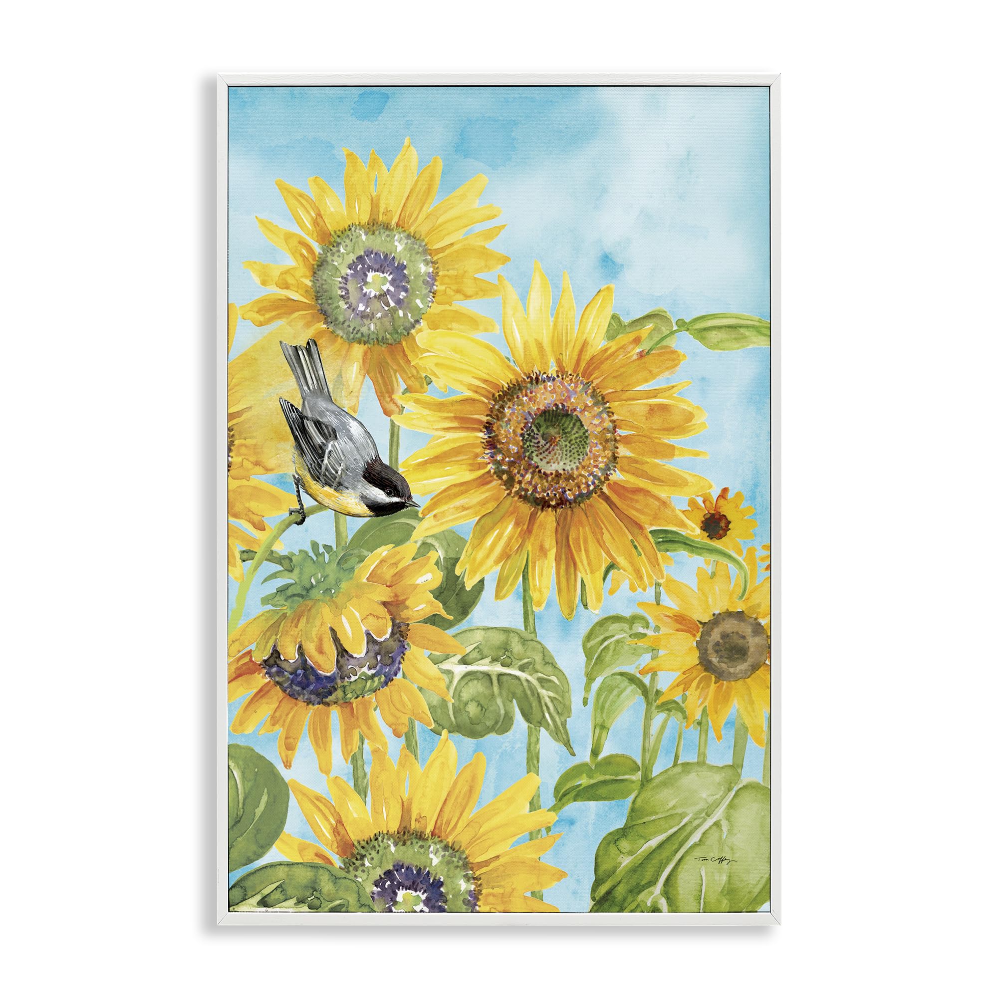 Sunflower Honey Bird Floral Charm, 20 x 30 Inch Framed Giclée Print