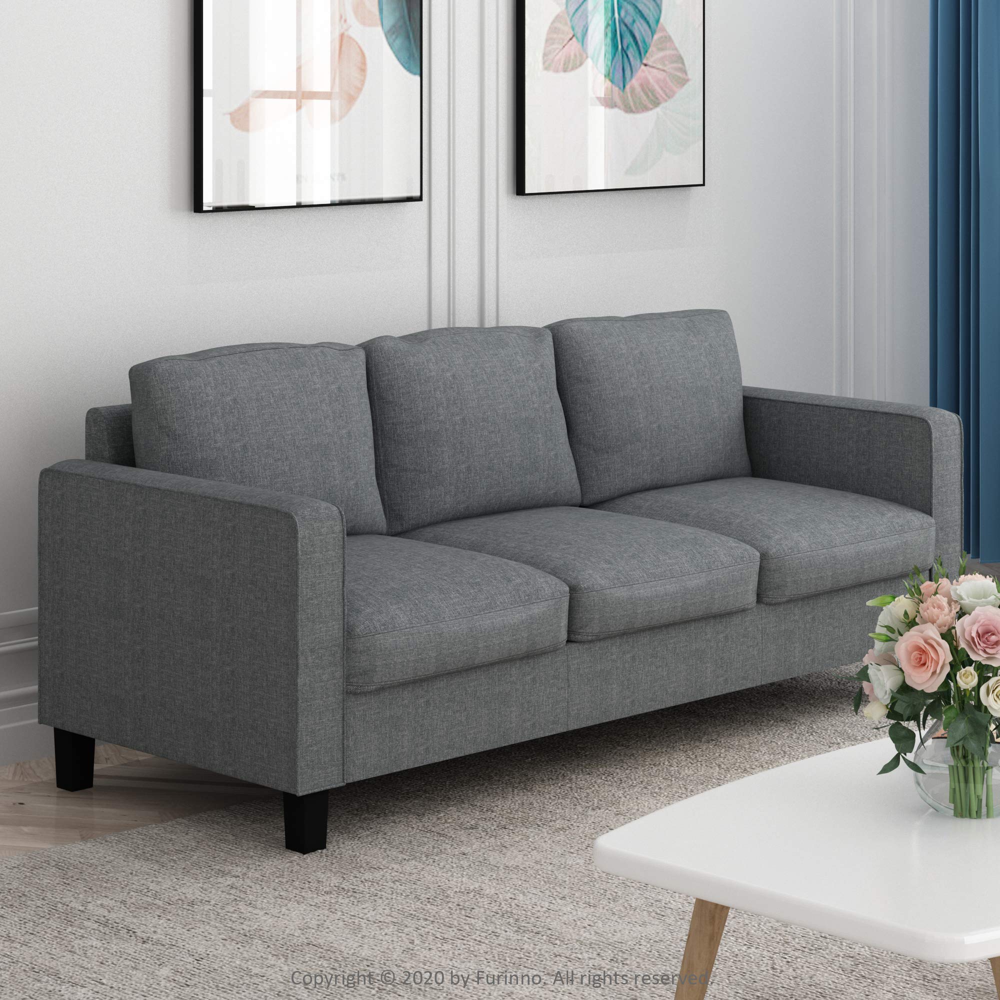 FURINNO Bayonne Modern Upholstered 3-Seater Sofas, Picture similar