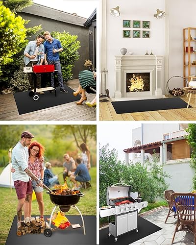 Miniatura 7 de Tapetes grandes para debajo de la parrilla de 65 x 40 pulgadas, resistentes al fuego, de doble cara, impermeables, a prueba de aceite y protector de