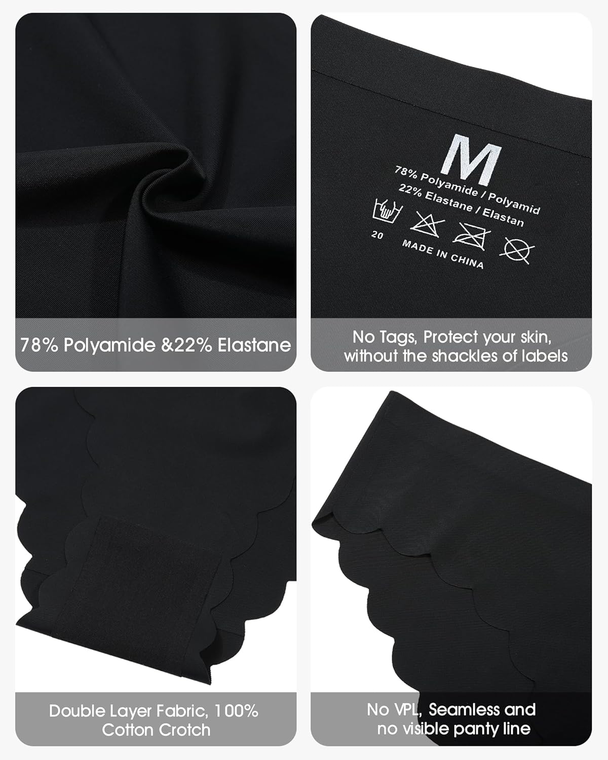 LEVAO Seamless Underwear for Women No Show Ice Silk Bikini Breathable Hipster Wavy Sides Invisibles Panties 7 Pack S-XL - Image 4