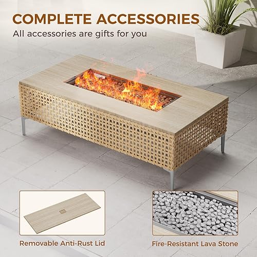 Miniatura 81 de Grand patio Juego de muebles de mimbre para patio, bohemio, sofá modular con cojines gruesos y resistentes al agua para exteriores, mesa auxiliar