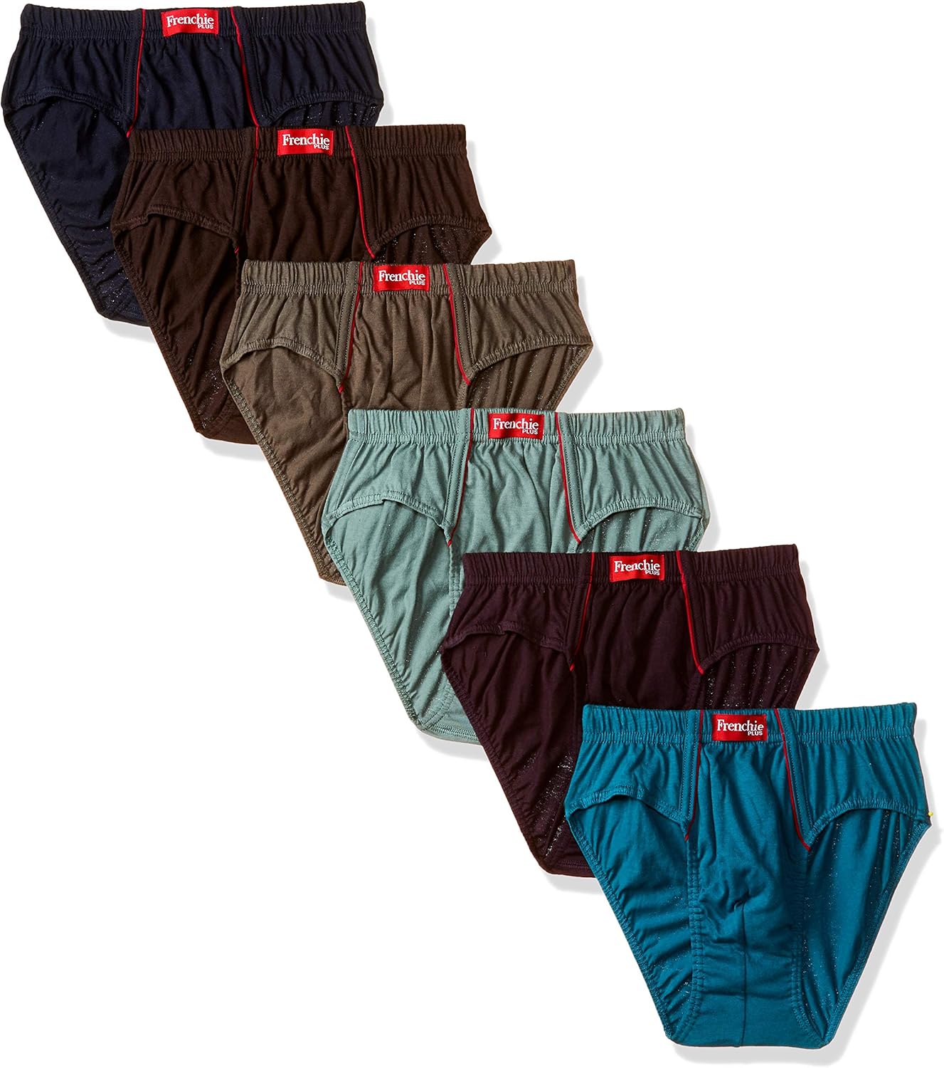 Frenchie Men's Cotton Brief(Pack of 6) (Frenchie Plus PO6_Navy Blue_90_Navy Blue, Dark Grey, Deep Forest, Black and Coffee Brown_90 CM), Navy Blue, Dark Grey, Deep Forest, Black and Coffee Brown, 90,