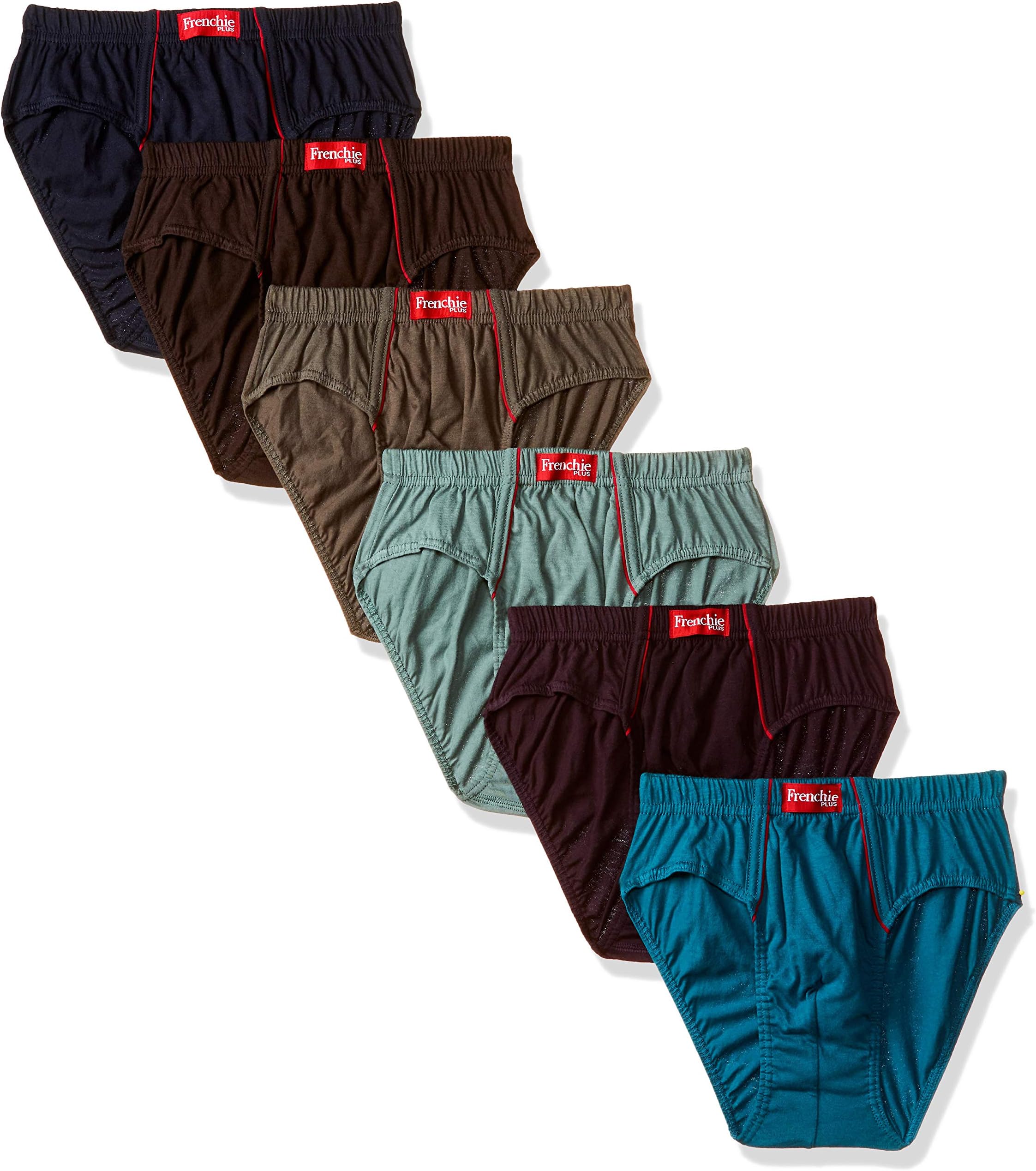 Men's Cotton Brief(Pack of 6) (Frenchie Plus PO6_Navy Blue_90_Navy Blue, Dark Grey, Deep Forest, Black and Coffee Brown_90 CM), Navy Blue, Dark Grey, Deep Forest, Black and Coffee Brown, 90,