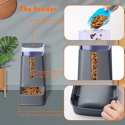 Miniatura 3 de 2 paquetes de comedero y bebedero automático para gatos, dispensador de comida y agua para perros pequeños, medianos y grandes, gatos, perros,