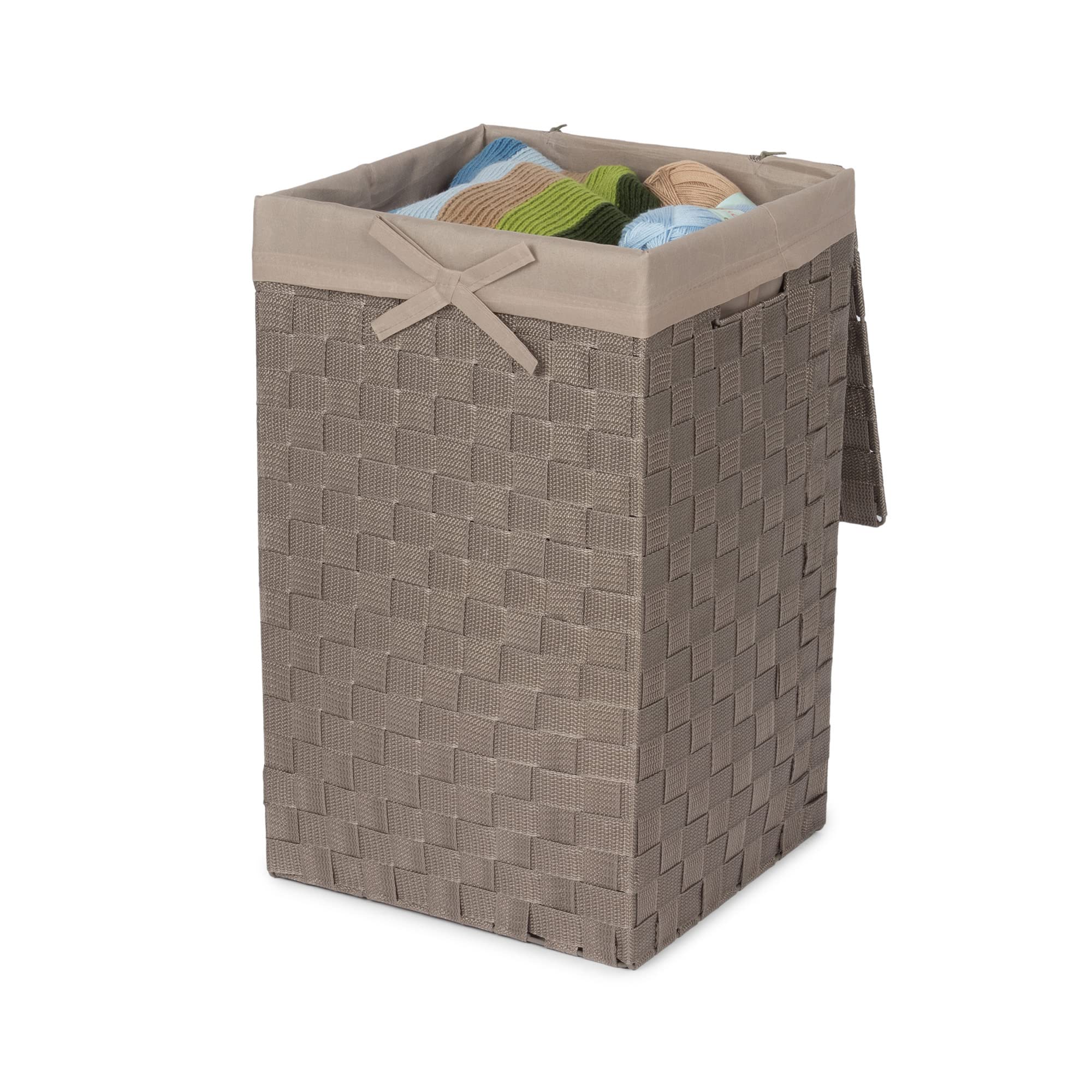 Compactor Tex Cesto Portabiancheria Quadrato Con Coperchio, Talpa, Tessuto Con Struttura In Metallo, Fodera In Lino Rimovibile, 30 x 30 x 50 cm, RAN6891
