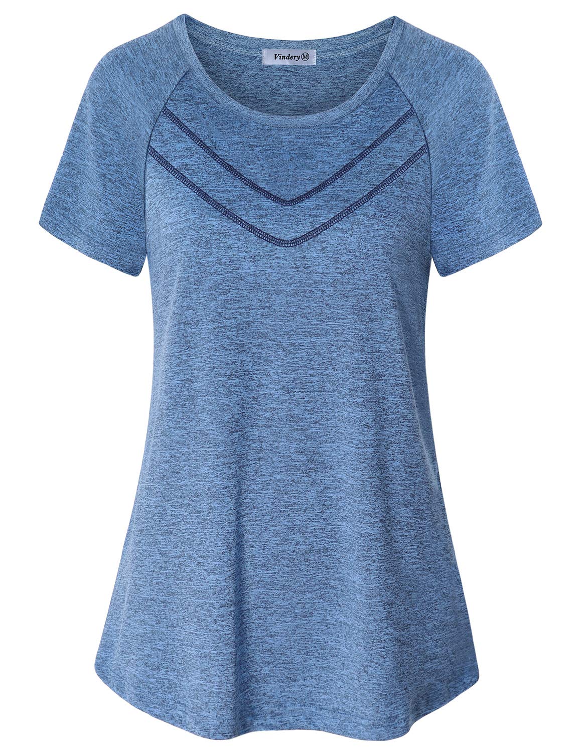 Vldnery Women Quick-Dry Line Decor Front Yoga Workout Shirts Athletic Gym Loose Fit Tops 2025