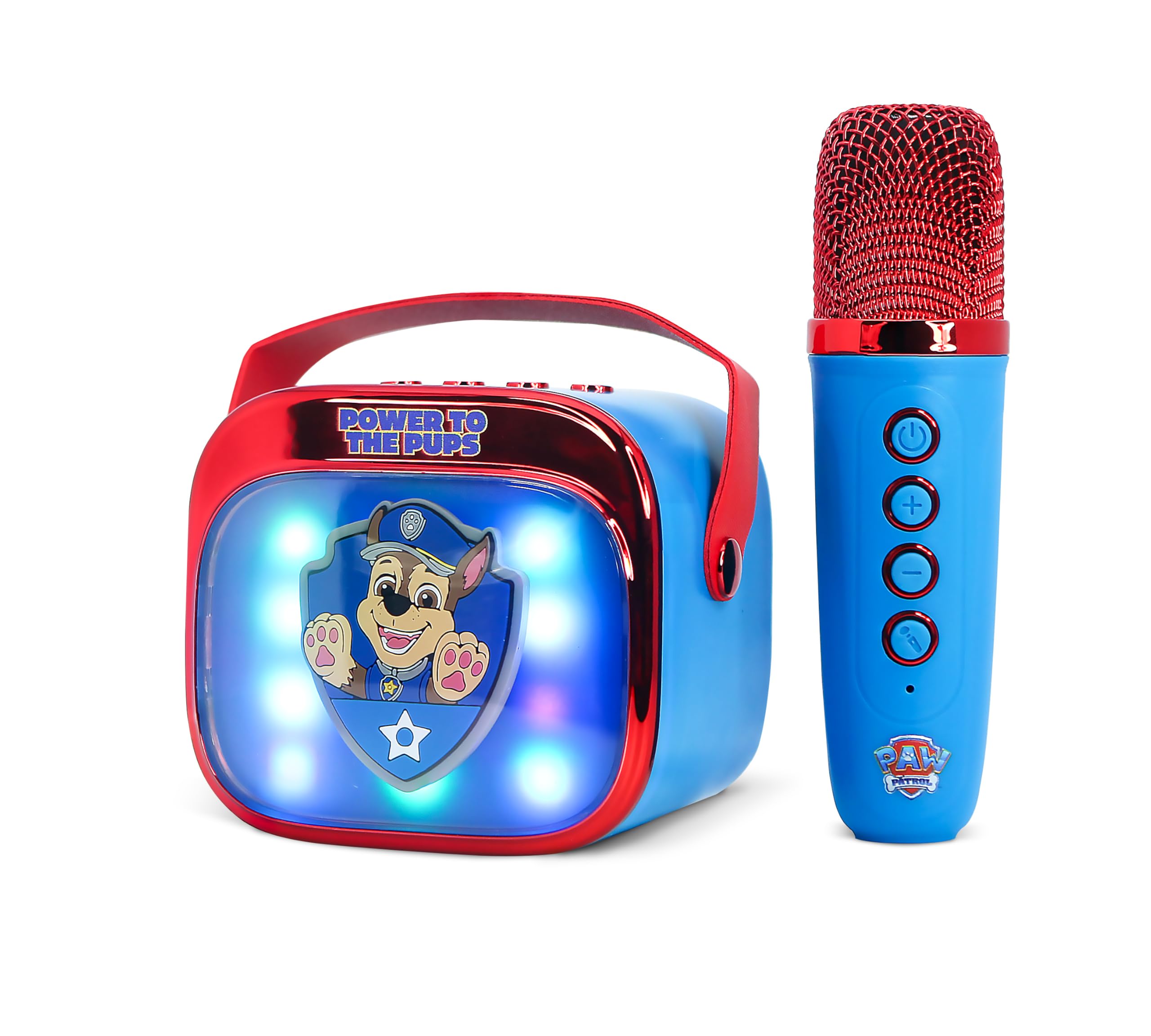 Paw Patrol Mini LED Wireless Karaoke Speaker with Bluetooth Microphone, Blue, Colour-Changing Lights