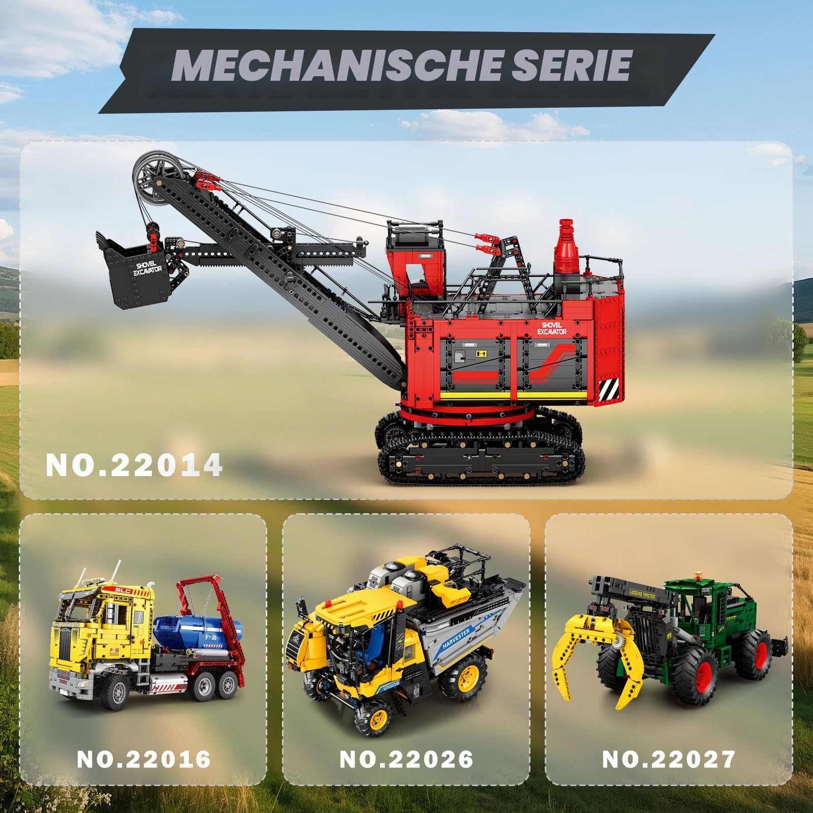 Reobrix RC-Bagger-Bausteinset 22014, Bagger-Fahrzeugmodellbausatz, APP- und ferngesteuertes Konstruktionsspielzeug, Geschenke für Erwachsene, Jungen, Mädchen, Kinder ab 14 Jahren (2688 Teile)