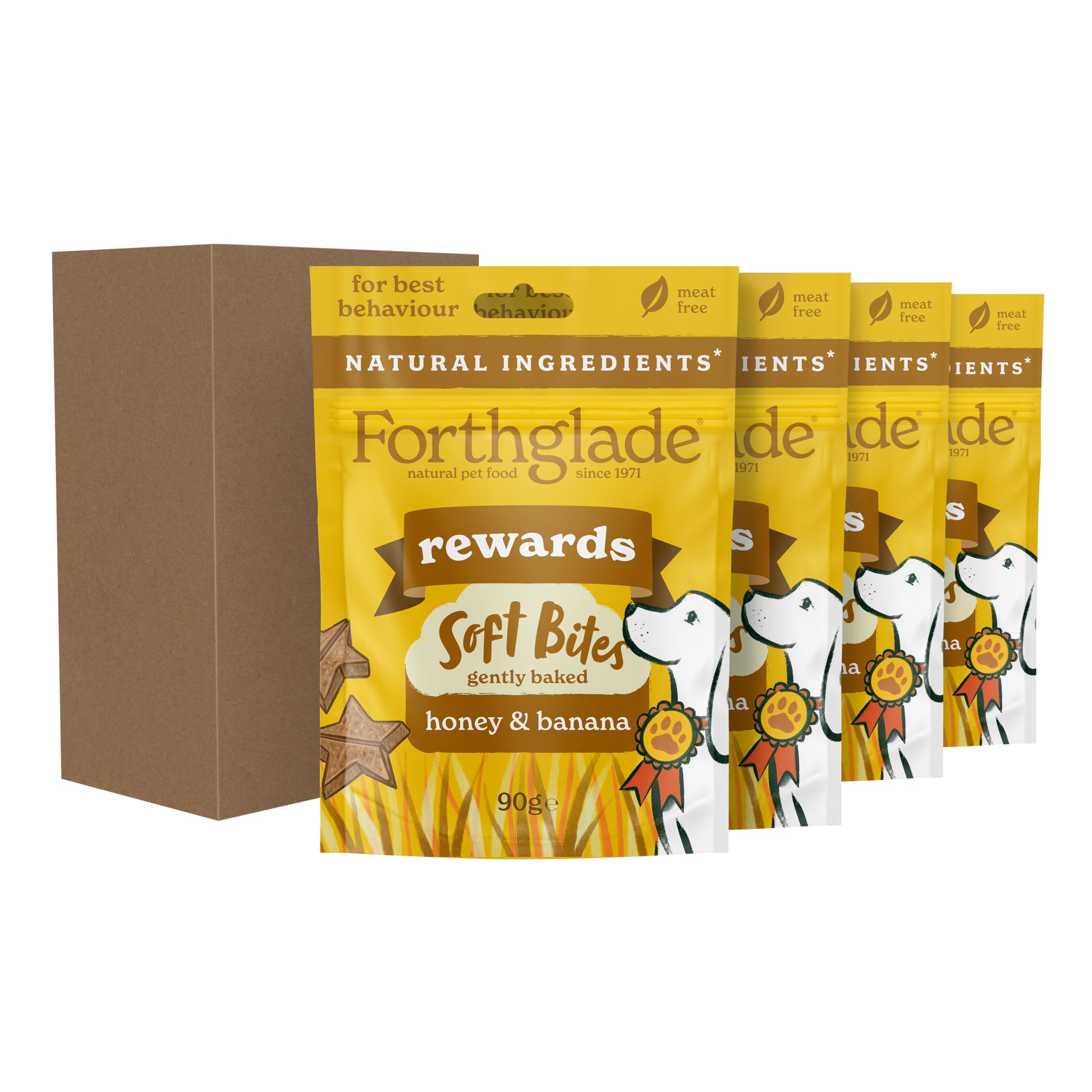 Forthglade Natural Dog Treats (4 x 90g Bags), Hypoallergenic & Grain Free Dog Training Treats with Honey & Banana - Image 2
