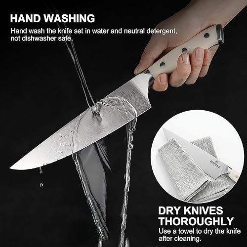 Miniatura 7 de Juego de 16 cuchillos de cocina con bloque de madera, juego de cuchillos de cortar, juego de bloques de cuchillos de acero inoxidable, juego de